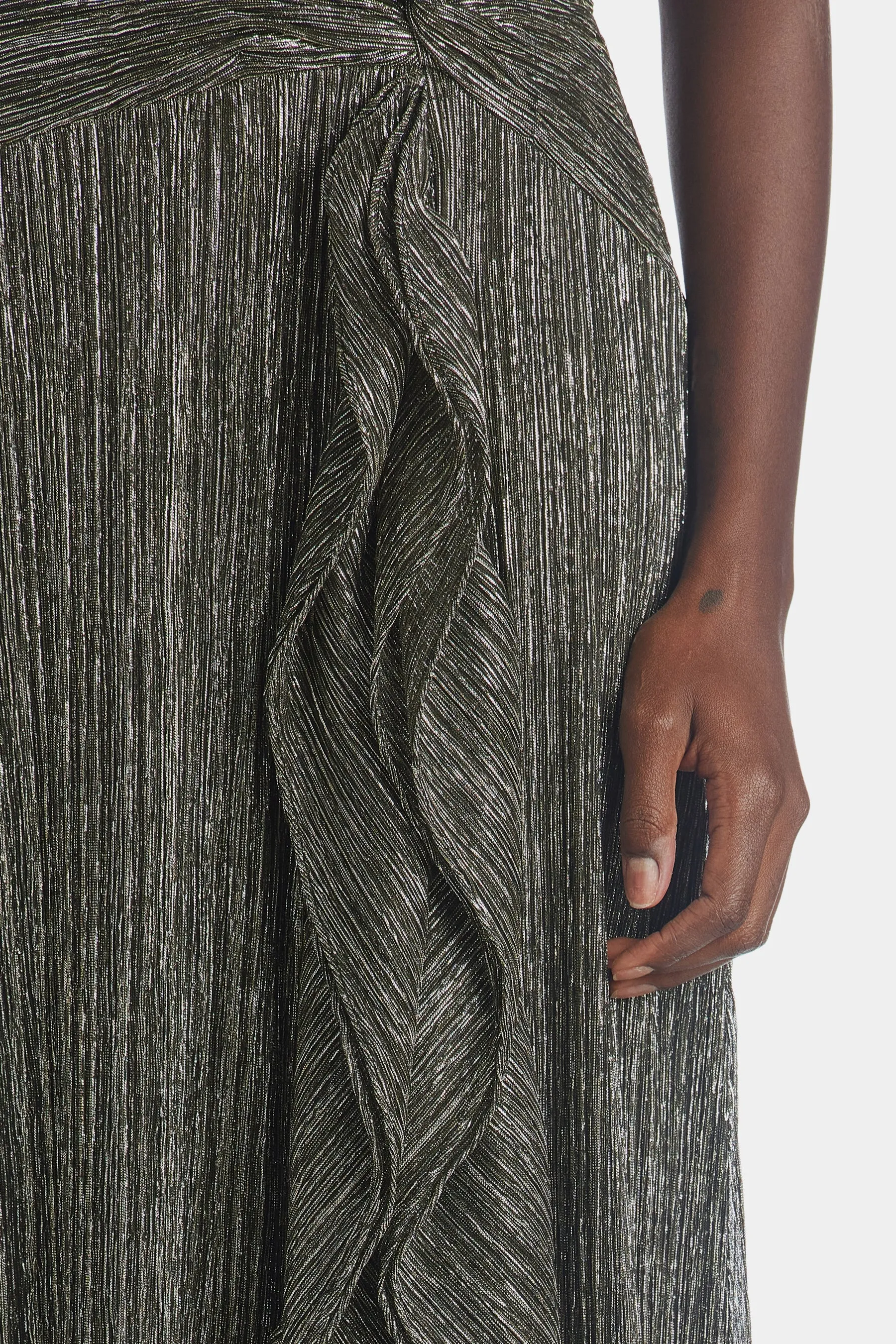 Off The Shoulder Metallic Pleaded Gown sold by Lord & Taylor