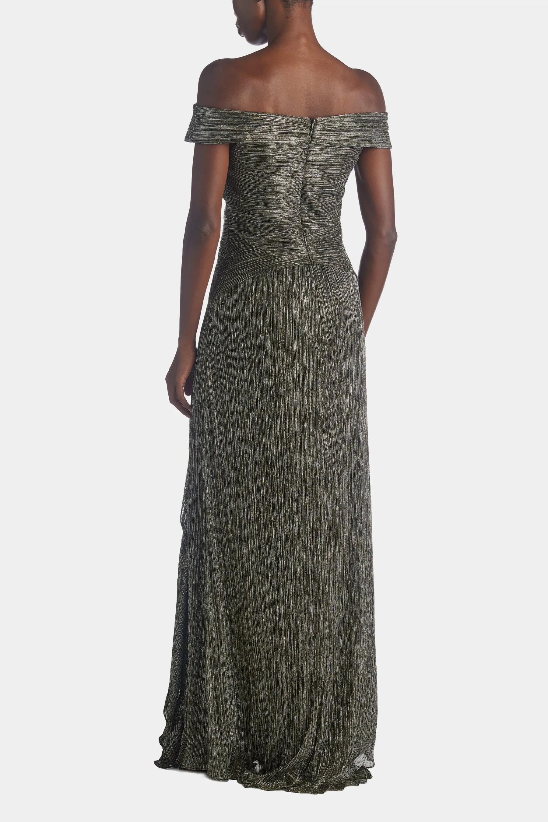Off The Shoulder Metallic Pleaded Gown sold by Lord & Taylor product image thumbnail 2