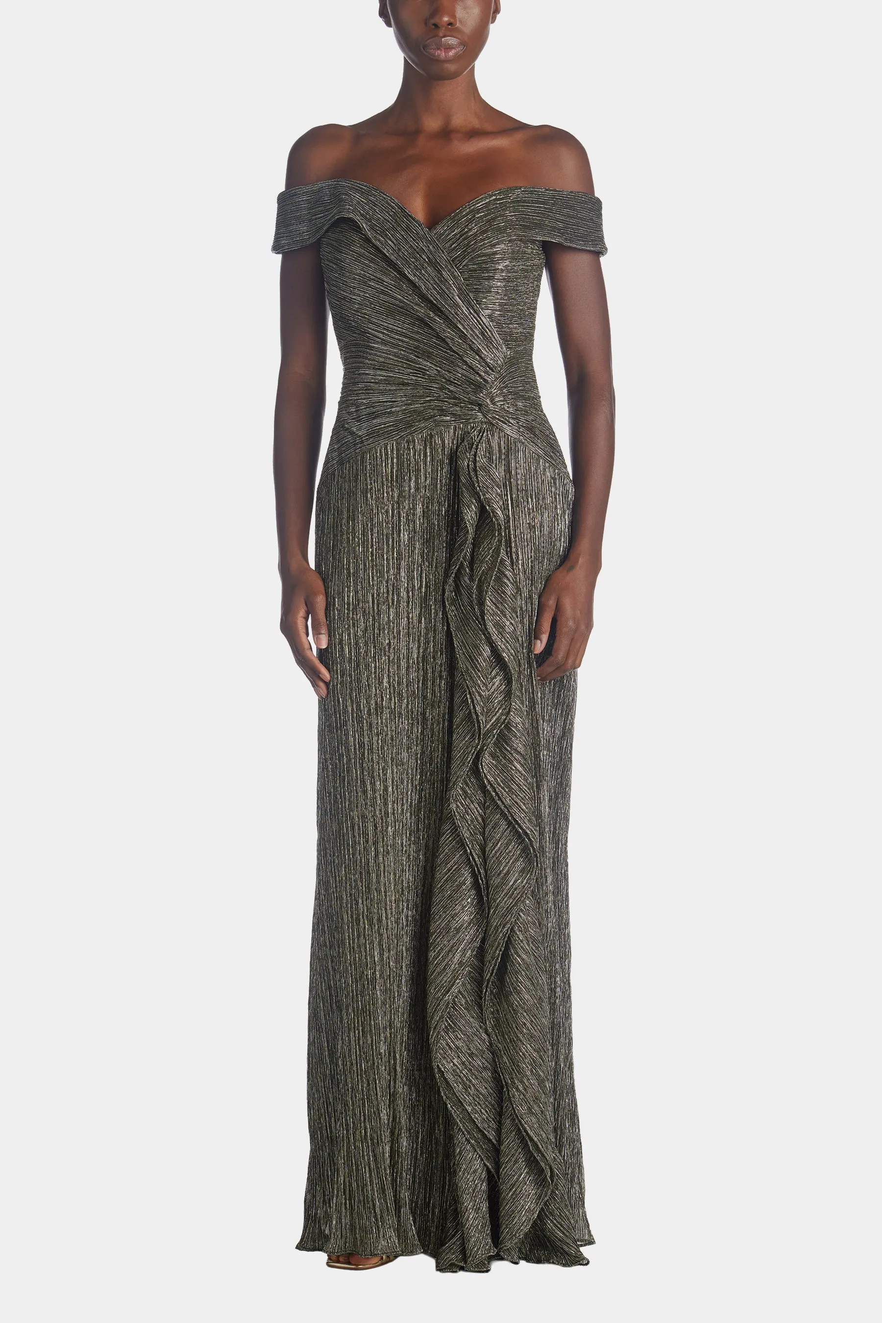 Off The Shoulder Metallic Pleaded Gown sold by Lord & Taylor product image thumbnail 5