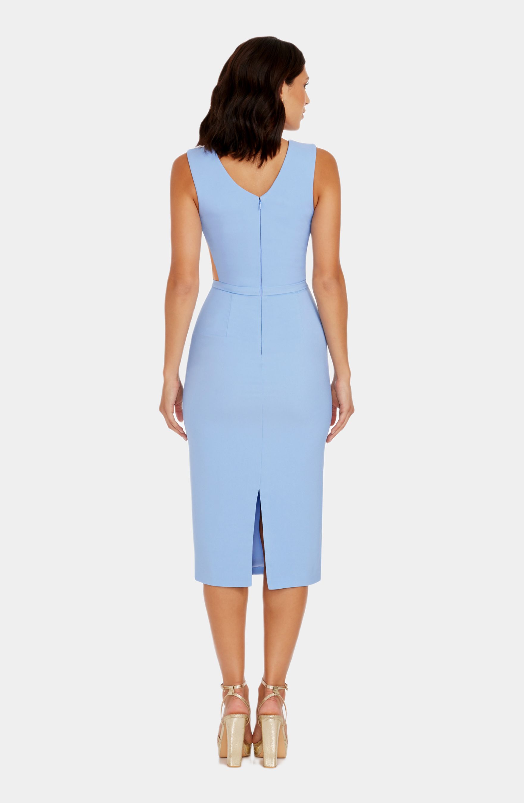 Ivana Sleeveless Deep V Neck Bodycon Midi Dress With Side Mesh Inserts sold by Lord & Taylor product image thumbnail 2