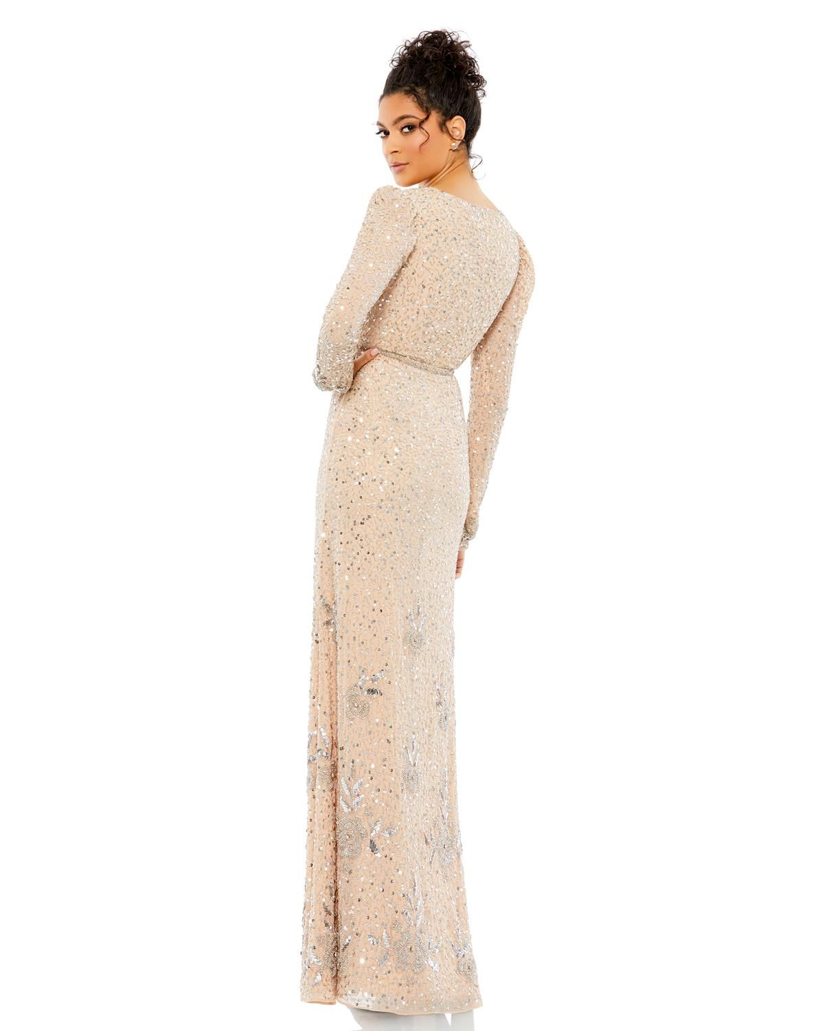 Sequined Floral Embellihsed Long Sleeve Gown sold by Lord & Taylor product image thumbnail 2
