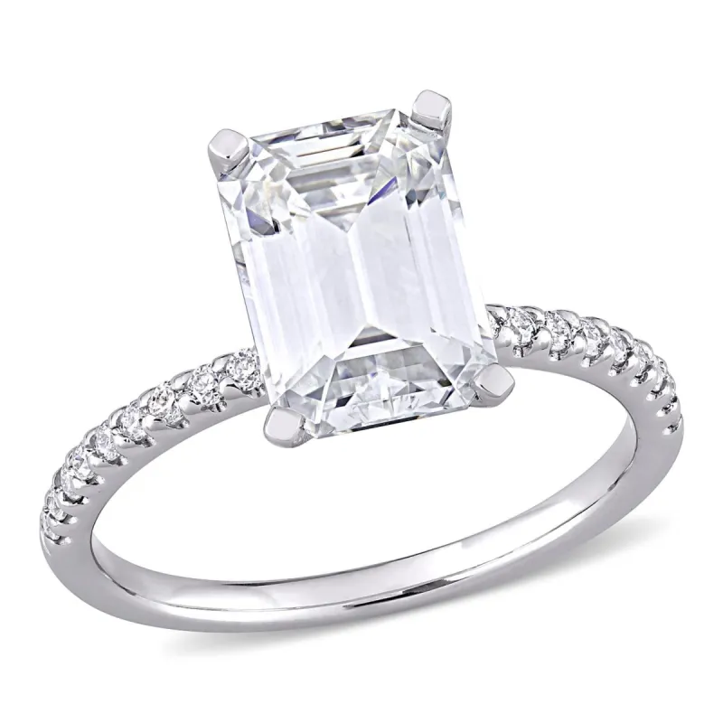 10k White Gold Moissanite Emerald-Cut Ring sold by Lord & Taylor