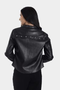 Faux Leather Trucker Shacket sold by Lord & Taylor