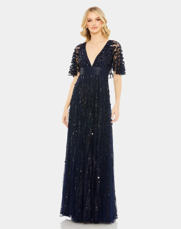 Embellished V-Neck Column Gown sold by Lord & Taylor
