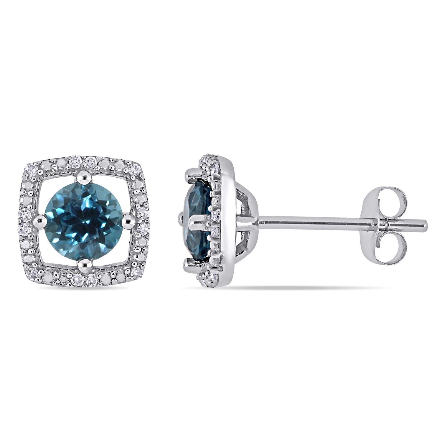 10k White Gold Topaz and Diamond Earrings sold by Lord & Taylor product image thumbnail 4