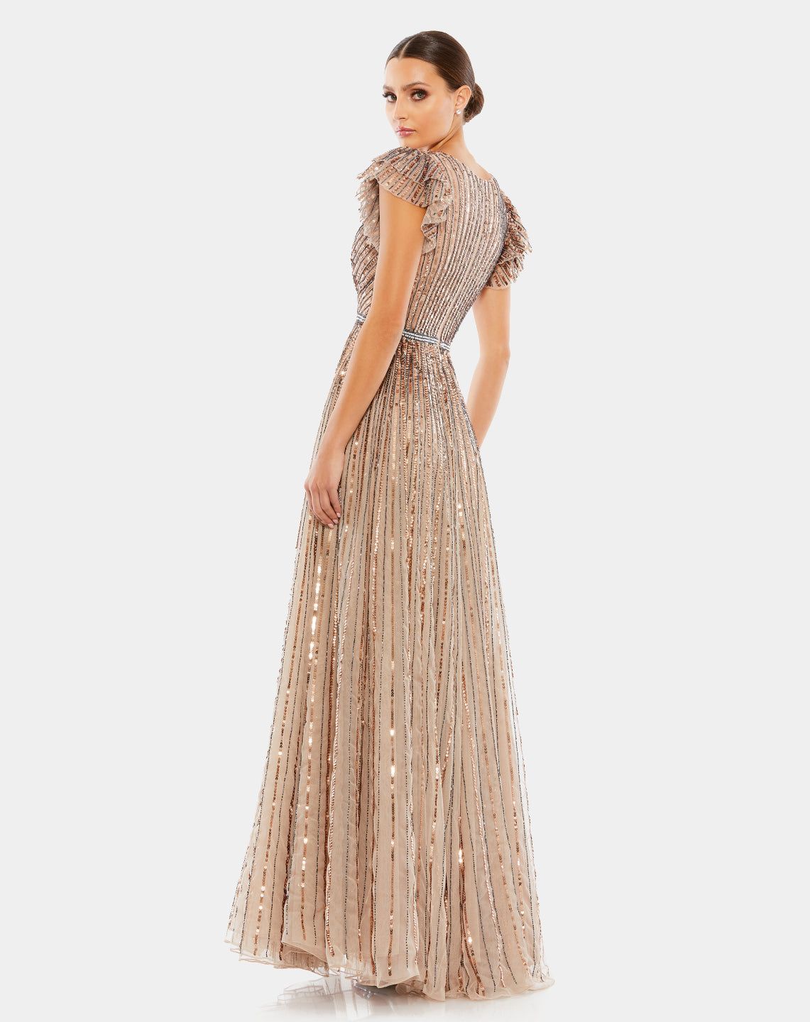 Sequined Wrap Over Ruffled Cap Sleeve Gown sold by Lord & Taylor product image thumbnail 12