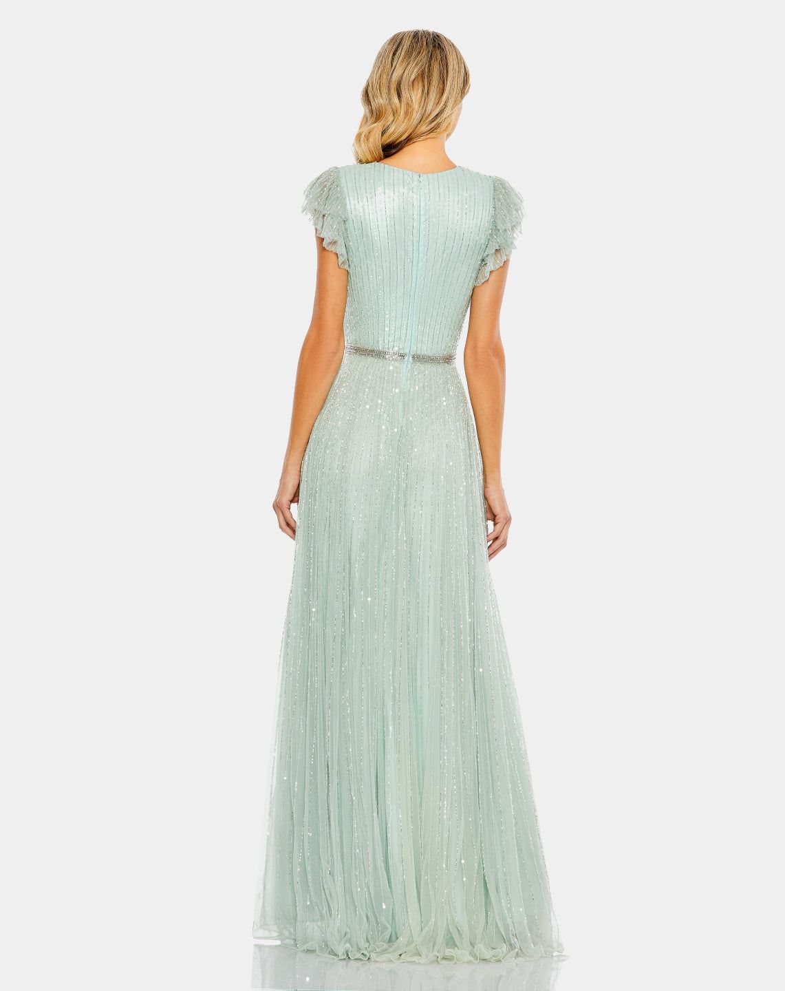 Sequined Wrap Over Ruffled Cap Sleeve Gown sold by Lord & Taylor product image thumbnail 9