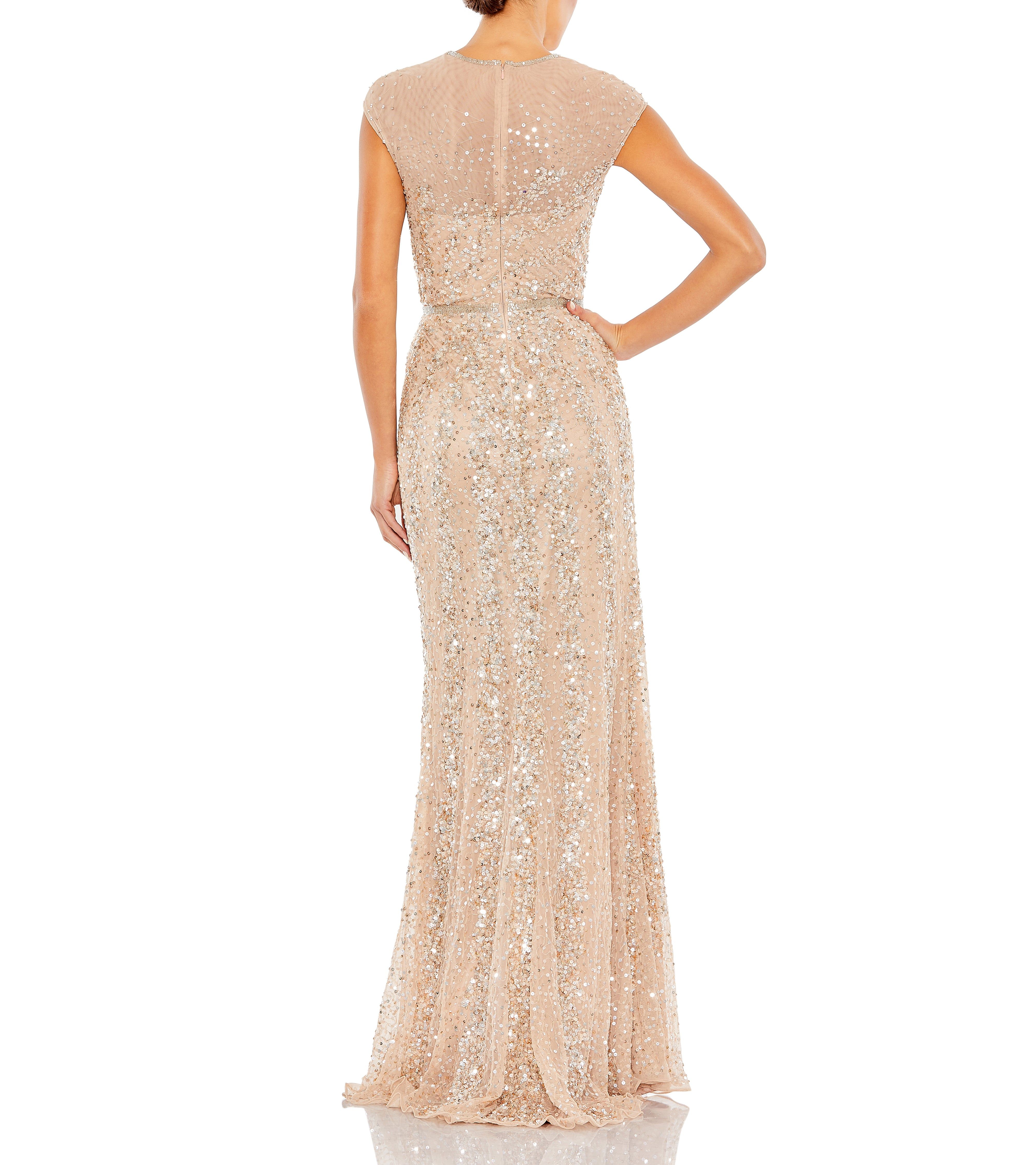 Embellished Illusion High Neck Cap Sleeve Gown sold by Lord & Taylor product image thumbnail 4