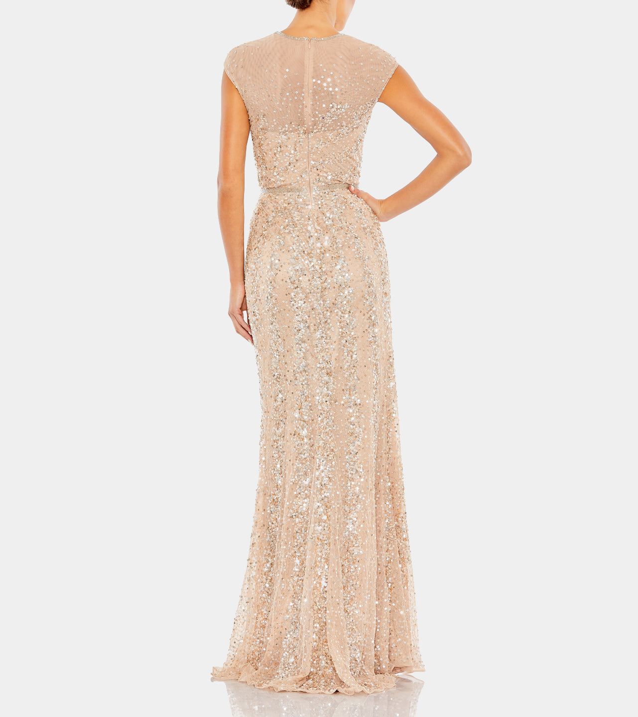 Embellished Illusion High Neck Cap Sleeve Gown sold by Lord & Taylor product image thumbnail 2