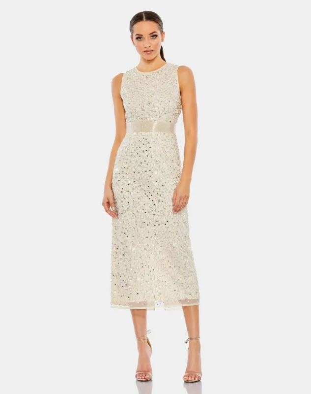 Geometric Embellished Sleeveless A Line Dress sold by Lord & Taylor