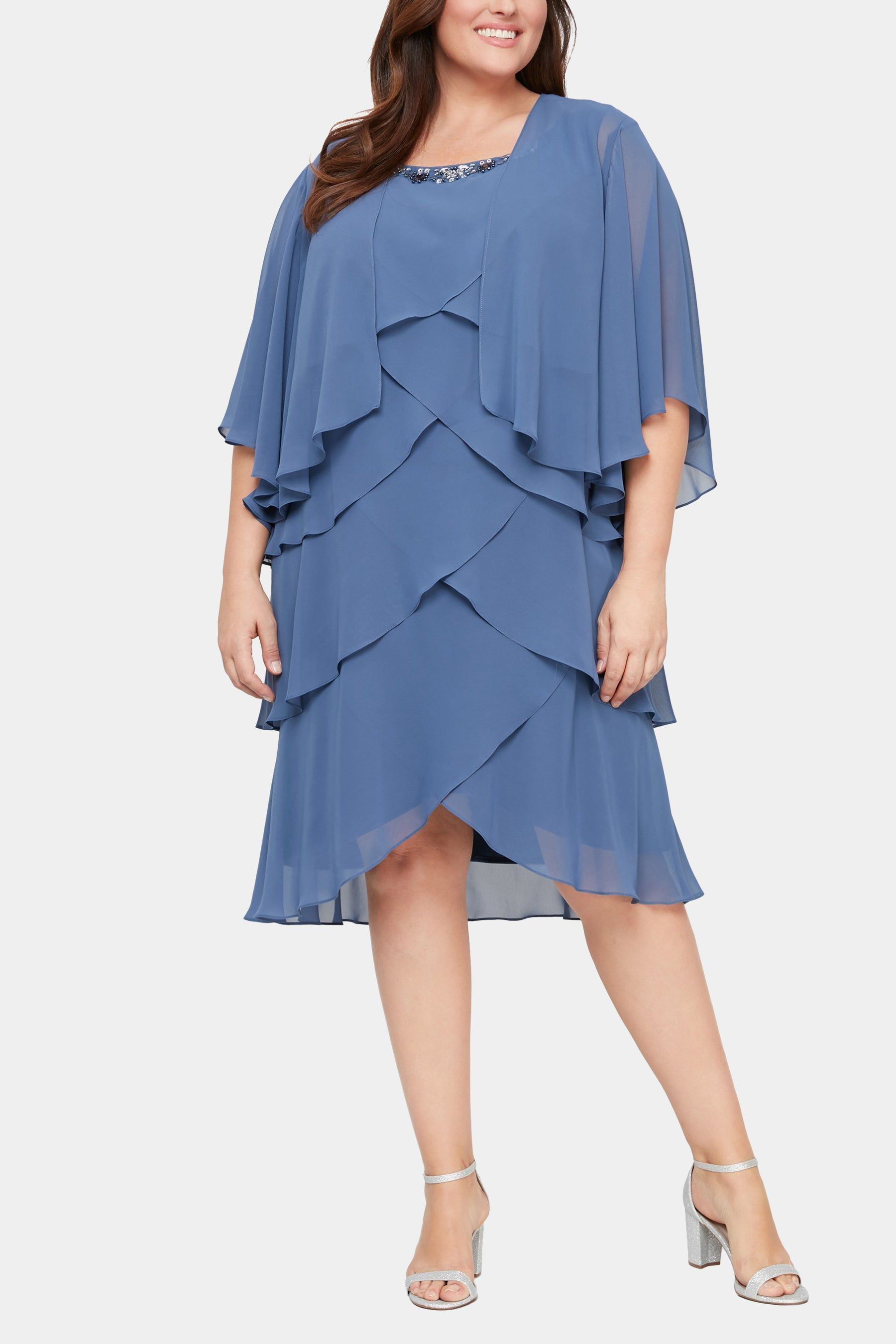 Chif Tier Jkt Dress With Bead Nk sold by Lord & Taylor