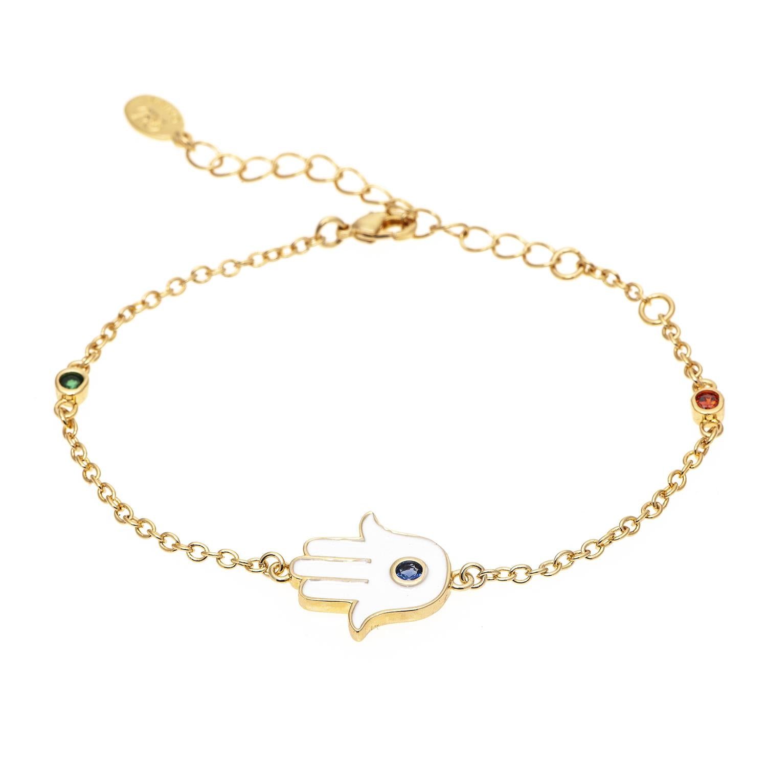 Multi Colored Cubic Zirconia and Enamel Hamsa Bracelet sold by Lord & Taylor