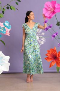 Asymmetrical Tier Maxi Dress With Shoulder Gathers sold by Lord & Taylor