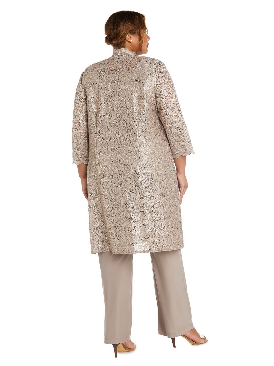 Metallic Lace Tank Top and Pant Set with Sheer Lace Jacket sold by Lord & Taylor product image thumbnail 2