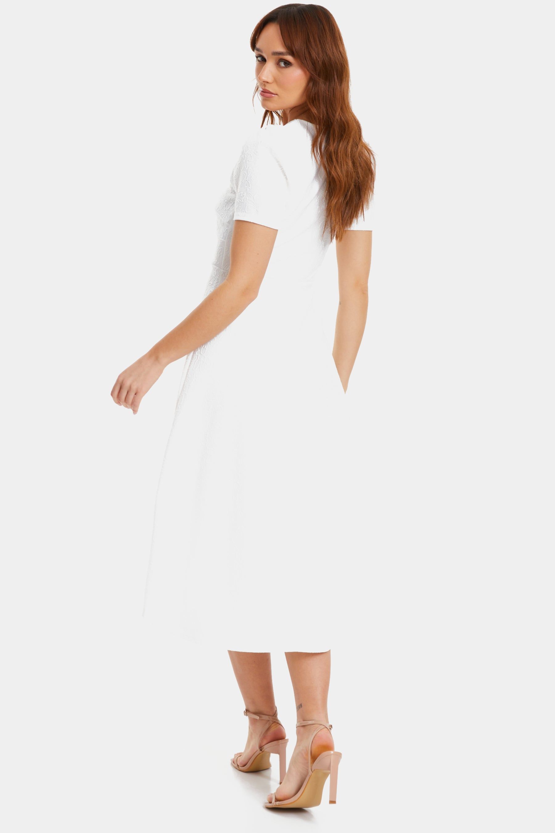 Jacquard Dip Hem Knot Bust Midi Dress sold by Lord & Taylor product image thumbnail 3