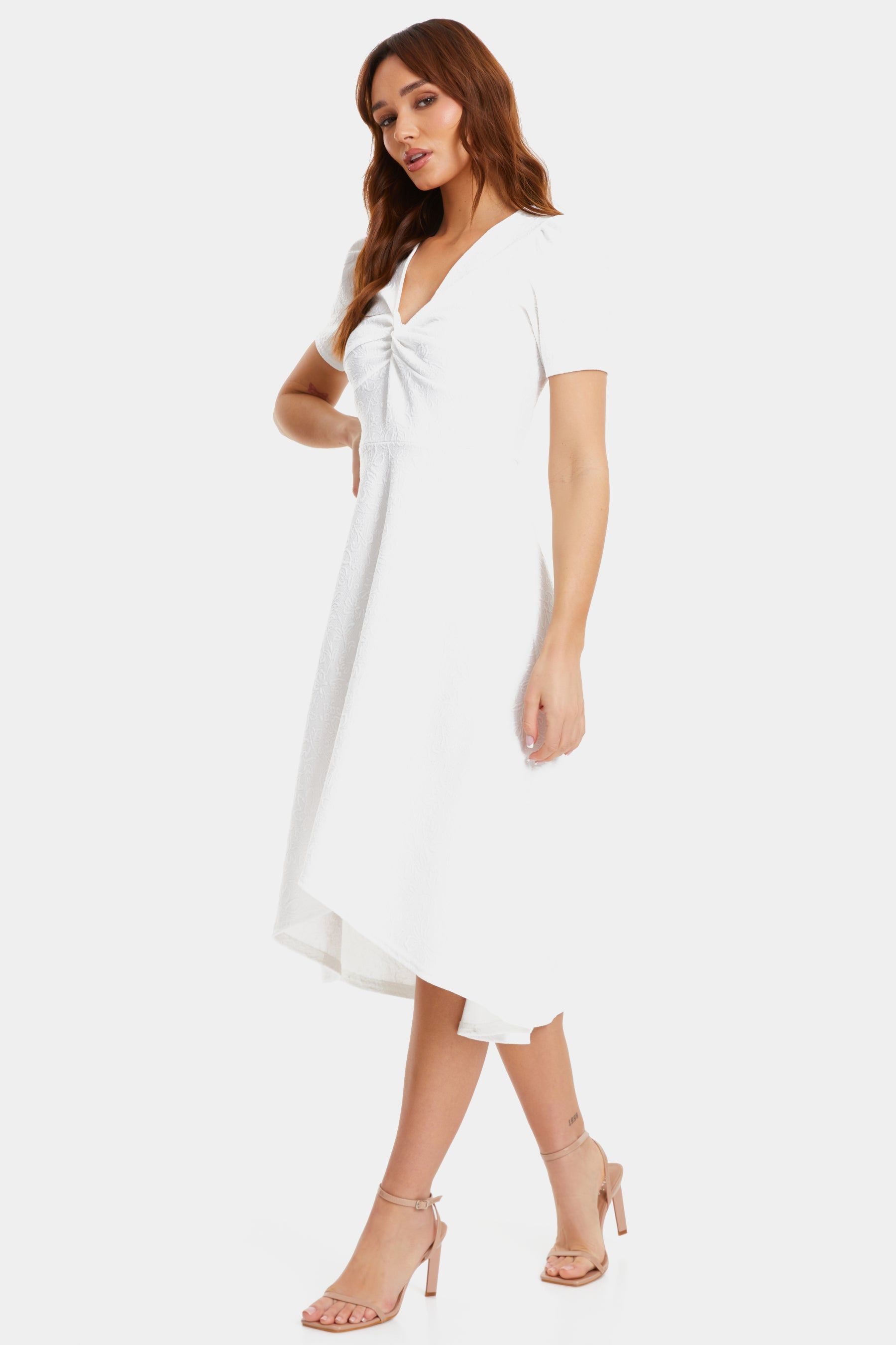 Jacquard Dip Hem Knot Bust Midi Dress sold by Lord & Taylor product image thumbnail 4