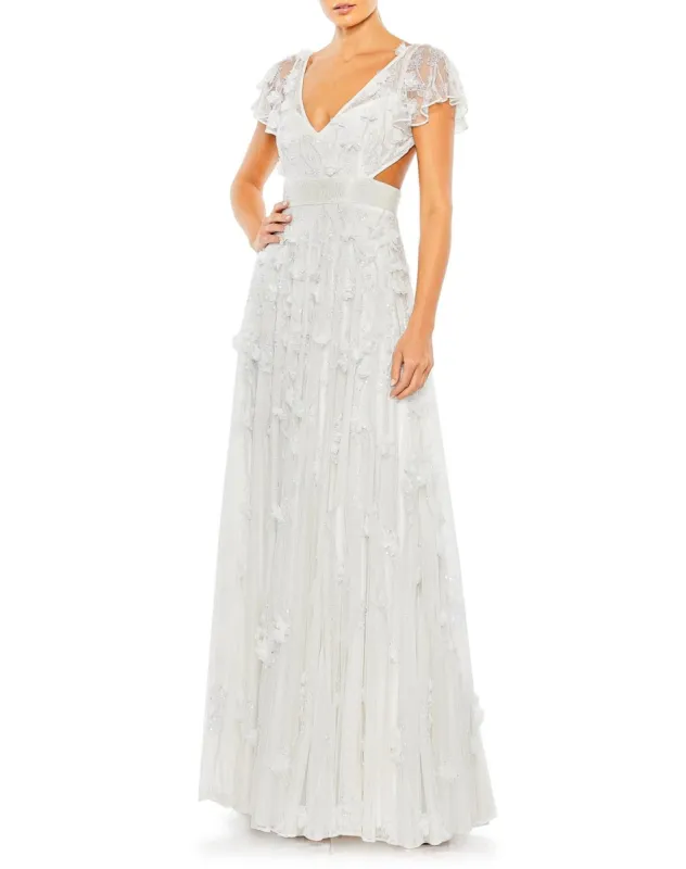Embellished Lace Up Flowy Gown sold by Lord & Taylor