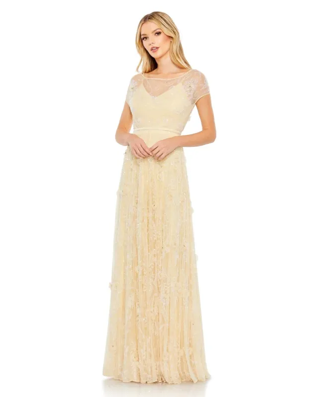 Embellished Illusion Cap Sleeve Gown sold by Lord & Taylor