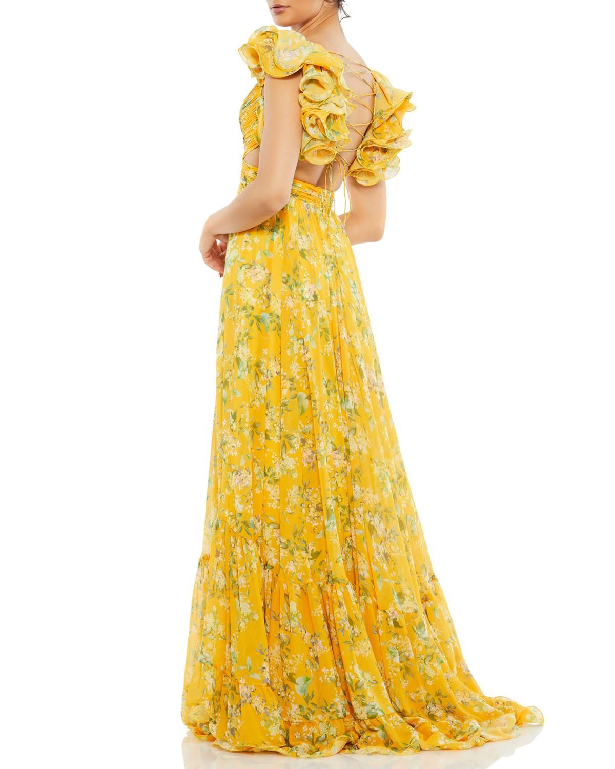 Ruffle Tiered Floral Cut-Out Chiffon Gown sold by Lord & Taylor product image thumbnail 2