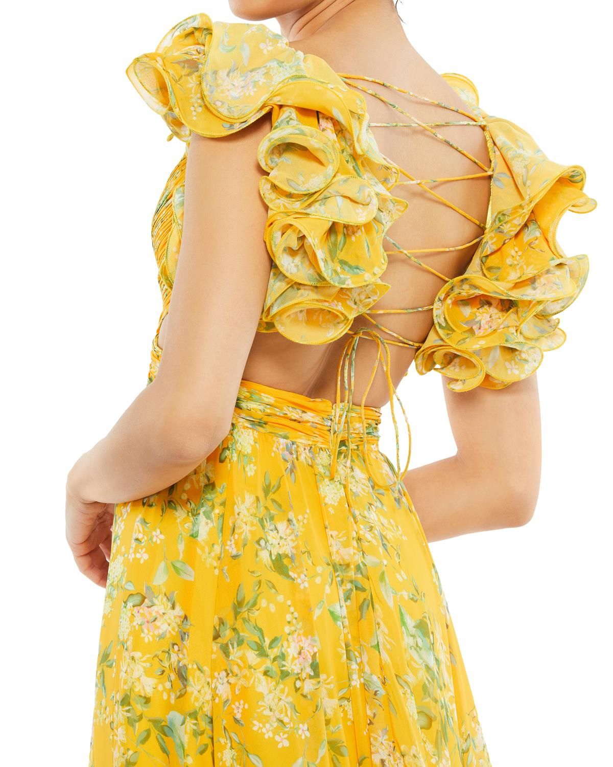 Ruffle Tiered Floral Cut-Out Chiffon Gown sold by Lord & Taylor product image thumbnail 3