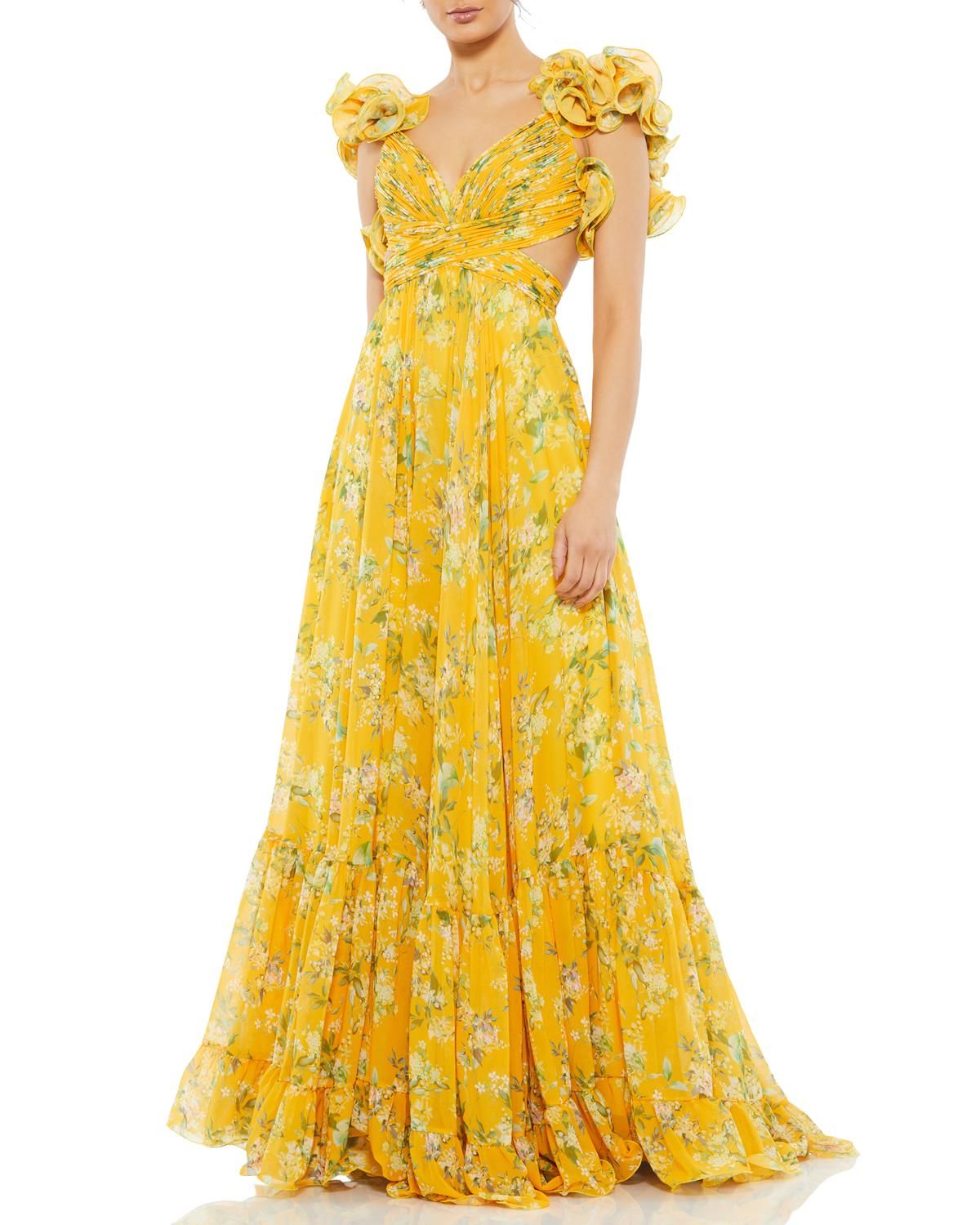 Ruffle Tiered Floral Cut-Out Chiffon Gown sold by Lord & Taylor product image thumbnail 4