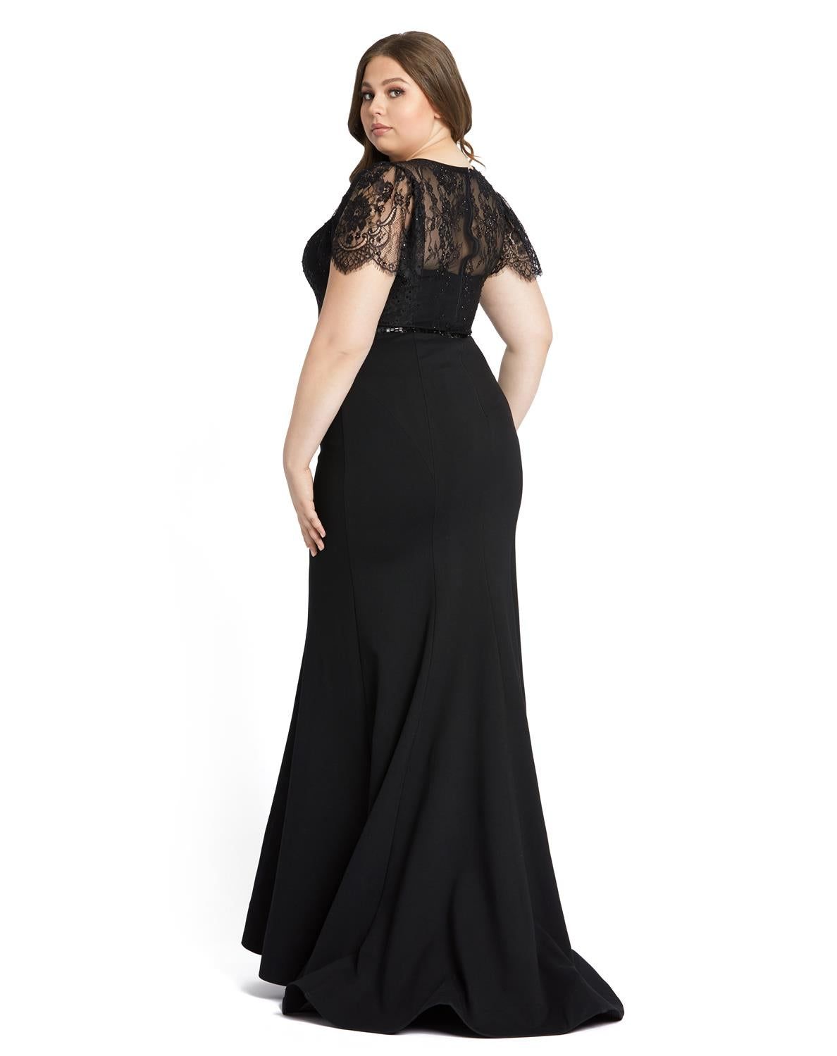 Lace Illusion High Neck Cap Sleeve Gown sold by Lord & Taylor product image thumbnail 2