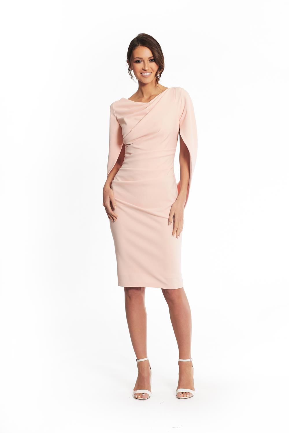 Short Scuba Crepe Drape Back sold by Lord & Taylor