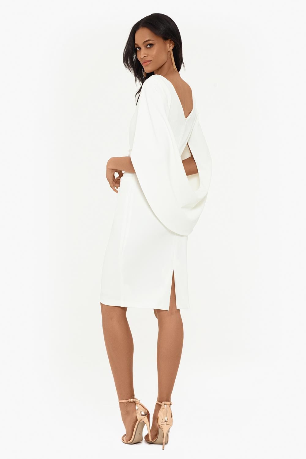 Short Scuba Crepe Drape Back sold by Lord & Taylor product image thumbnail 5