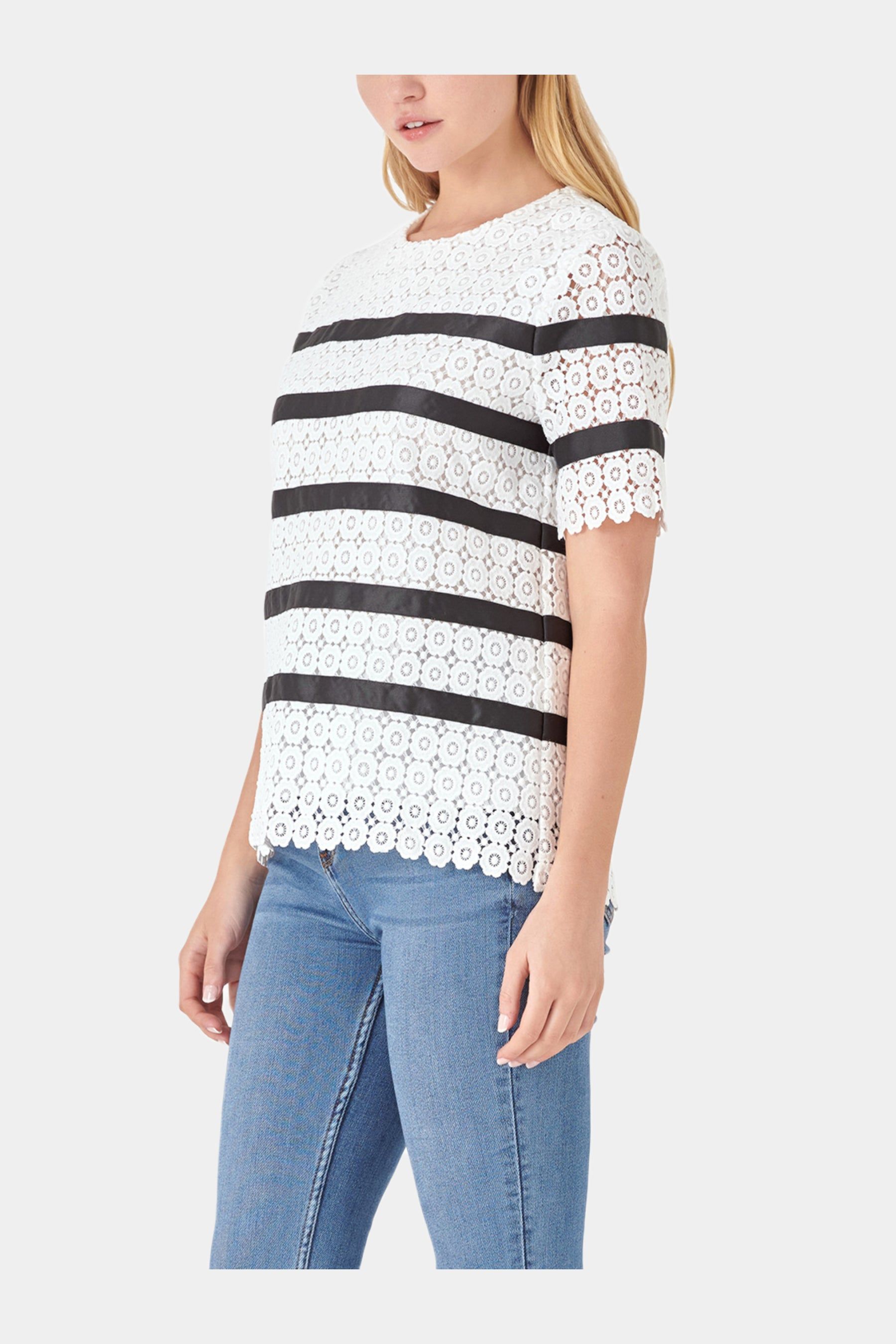 Lace Striped Top sold by Lord & Taylor product image thumbnail 5