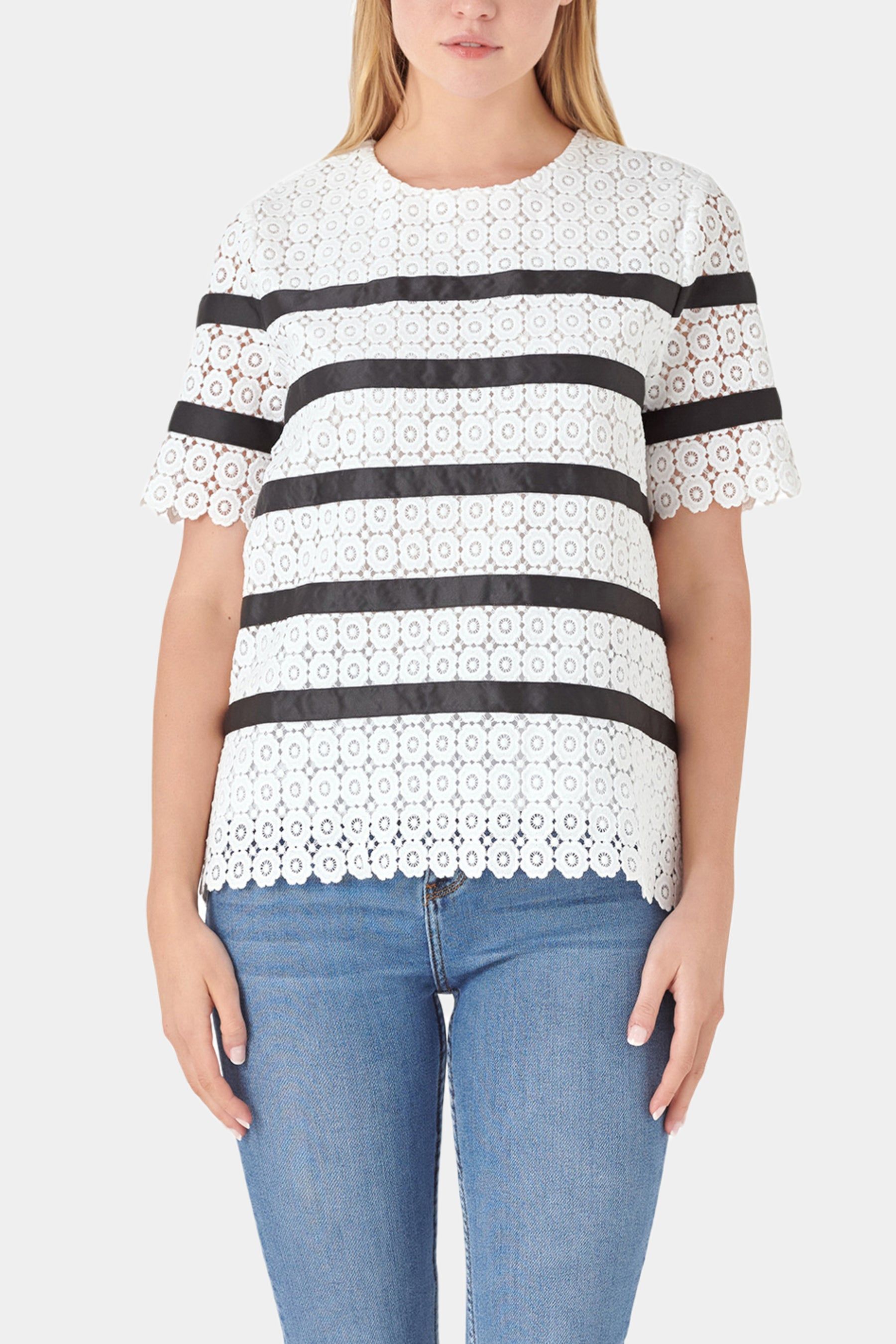 Lace Striped Top sold by Lord & Taylor