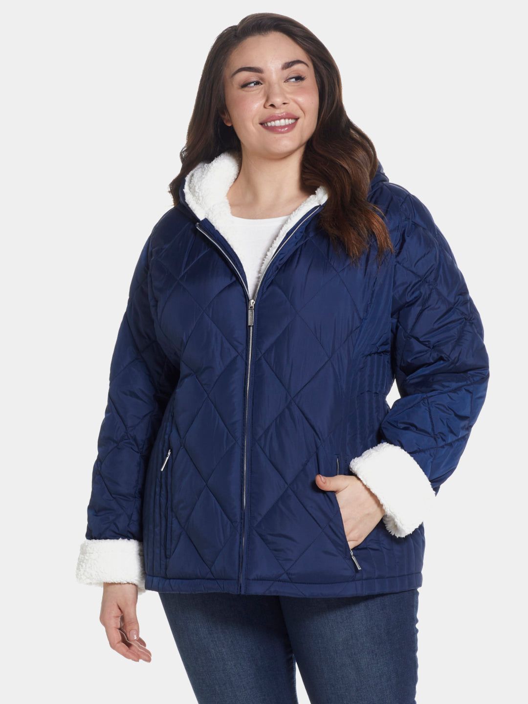 Quilted Puffer Jacket Sherpa Lining sold by Lord & Taylor