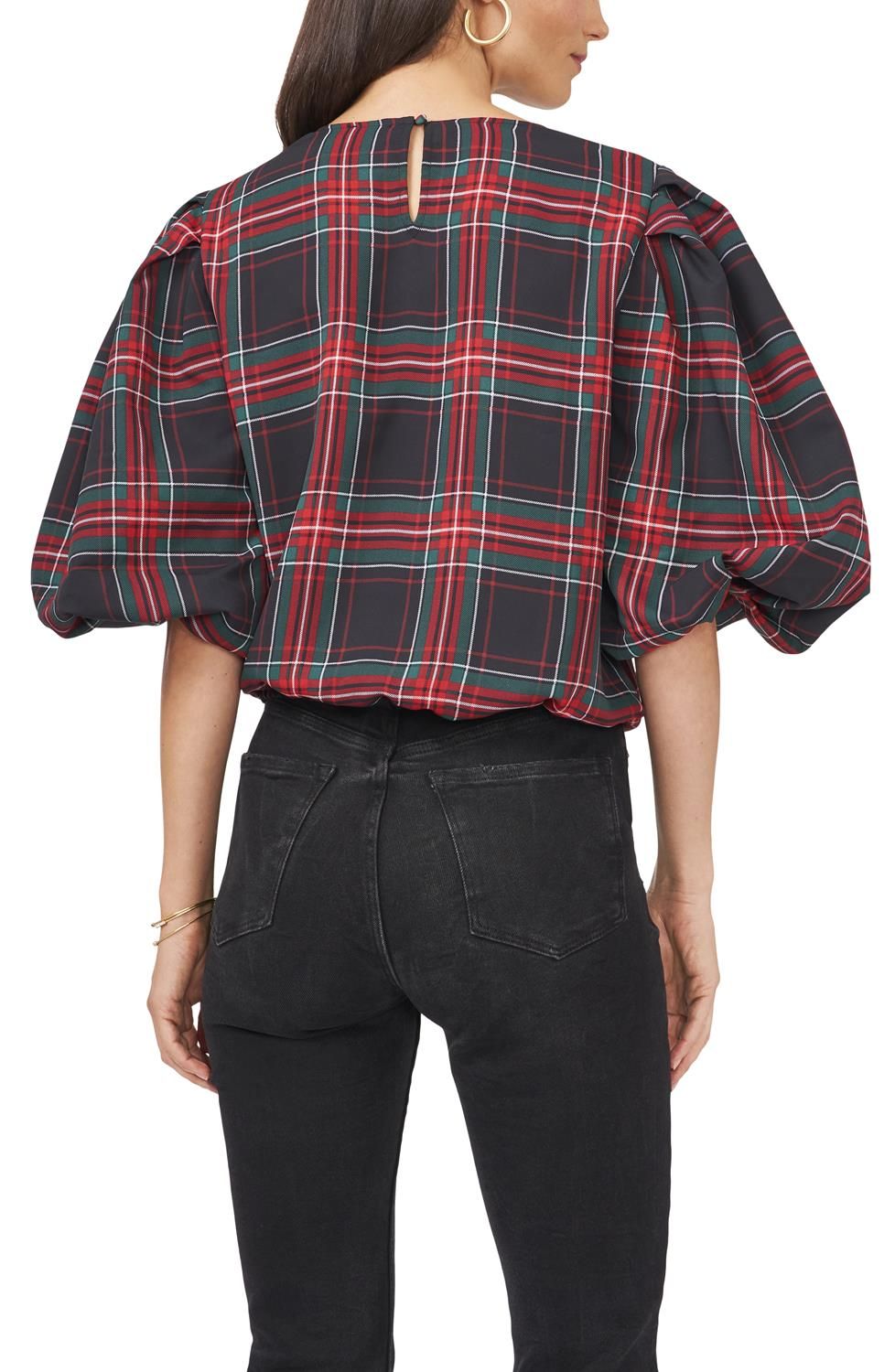 Puff Sleeve Side Tie Plaid Blouse sold by Lord & Taylor product image thumbnail 3