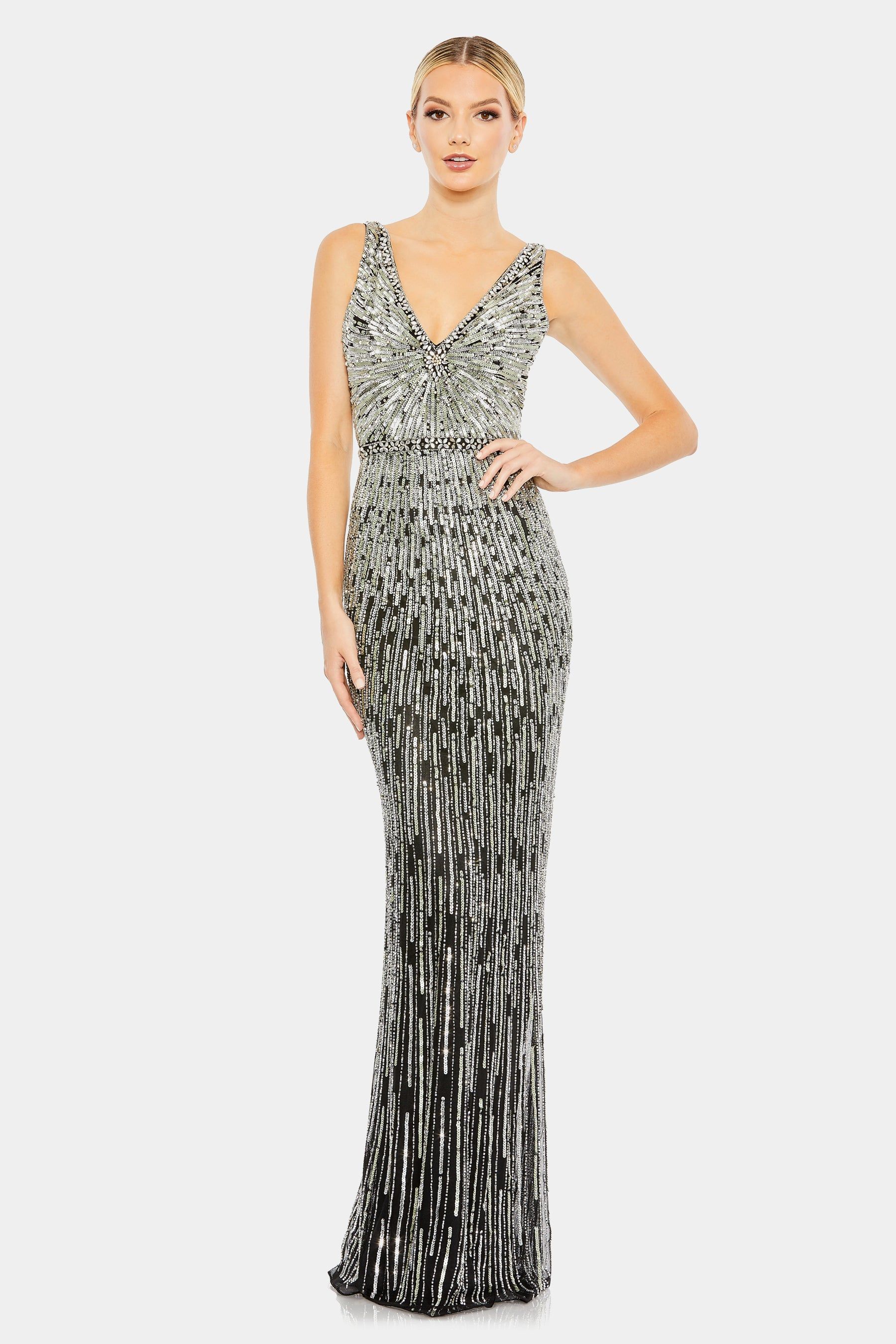 Sequin Embellished Elegant Sleeveless Evening Gown sold by Lord & Taylor