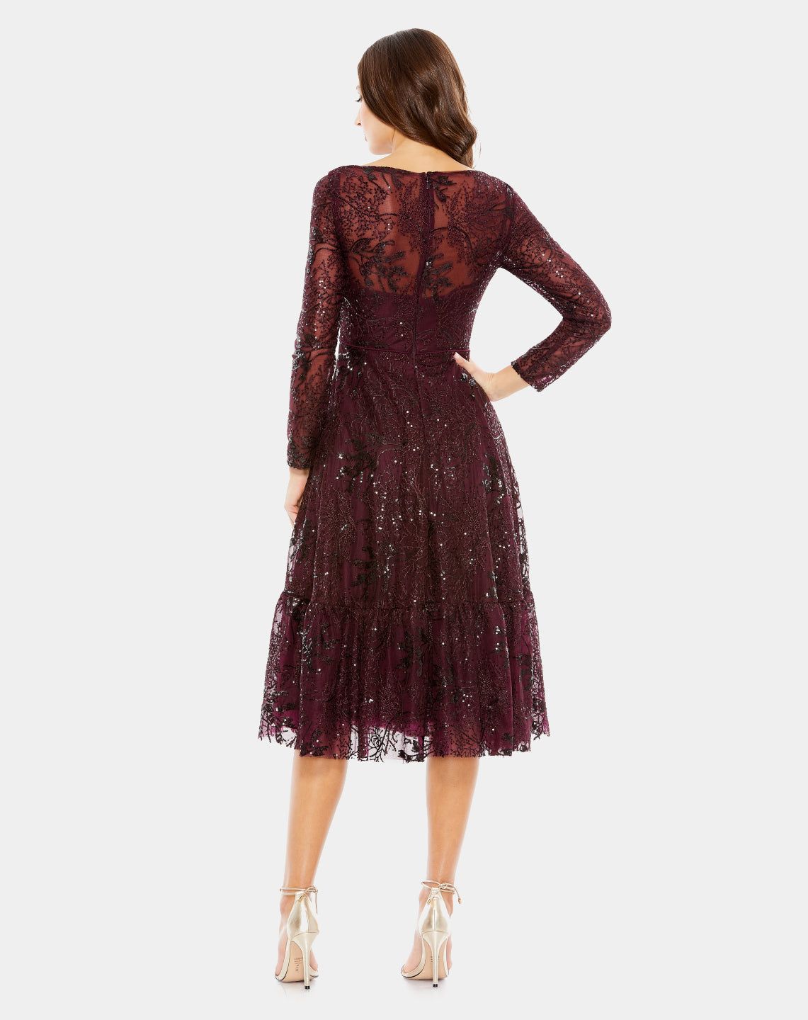 Lace Embellished Long Sleeve Ruffle Hem Dress sold by Lord & Taylor product image thumbnail 2