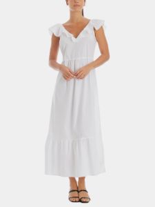 Floral Print Ruffle Neck Midi Dress sold by Lord & Taylor
