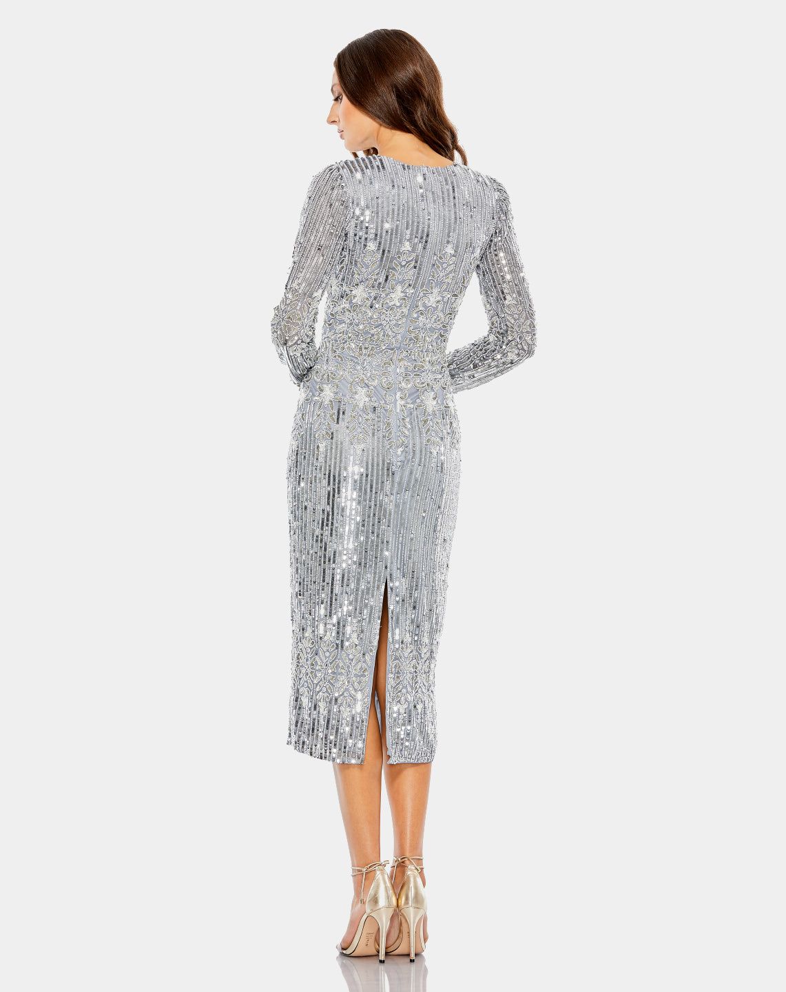 Embellished Long Sleeve High Neck Column Dress sold by Lord & Taylor product image thumbnail 3