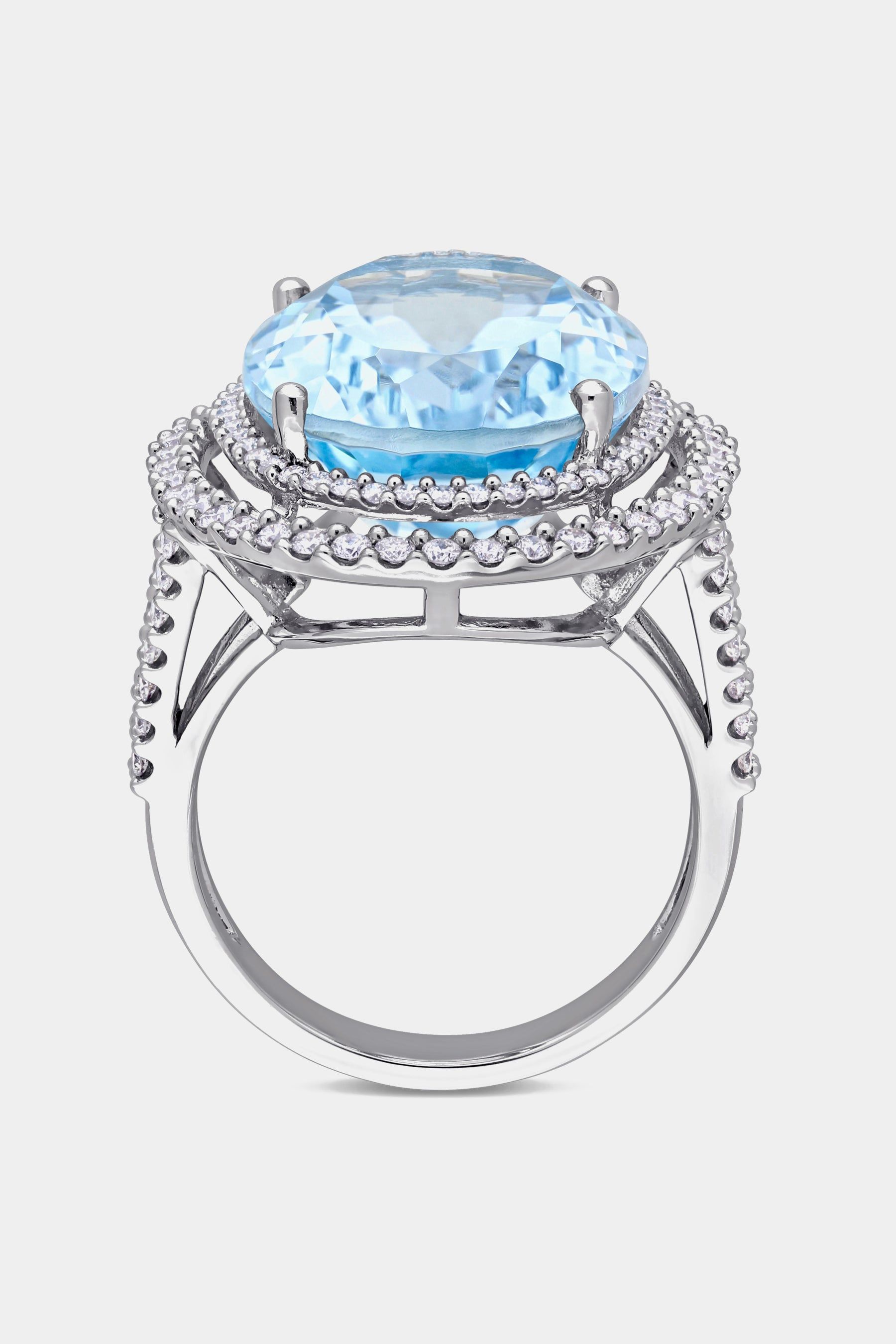 Oval Sky-Blue Topaz and Diamond Double Halo Ring in 14k White Gold sold by Lord & Taylor product image thumbnail 5