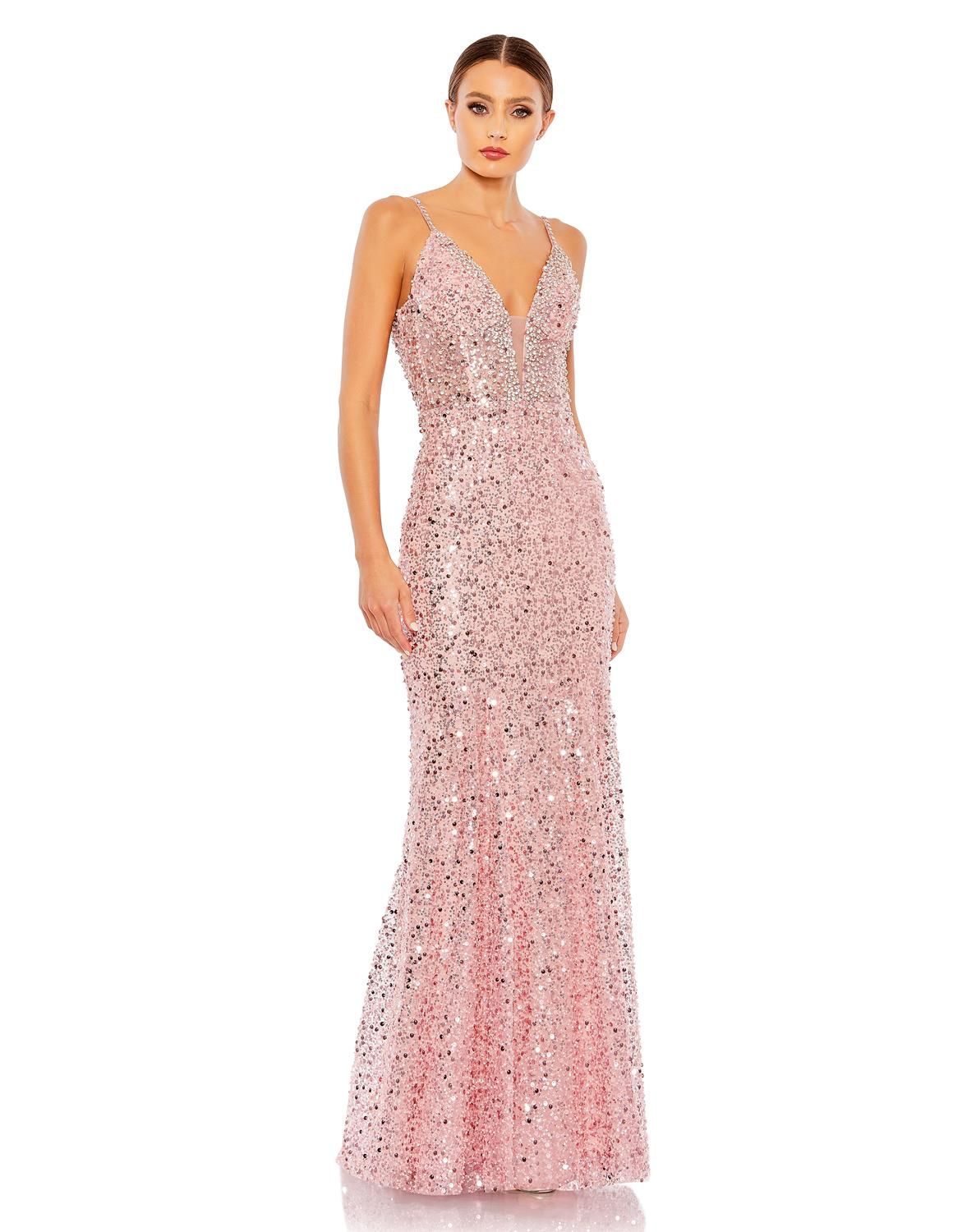 Embellished Plunge Neck Sleeveless Trumpet Gown sold by Lord & Taylor
