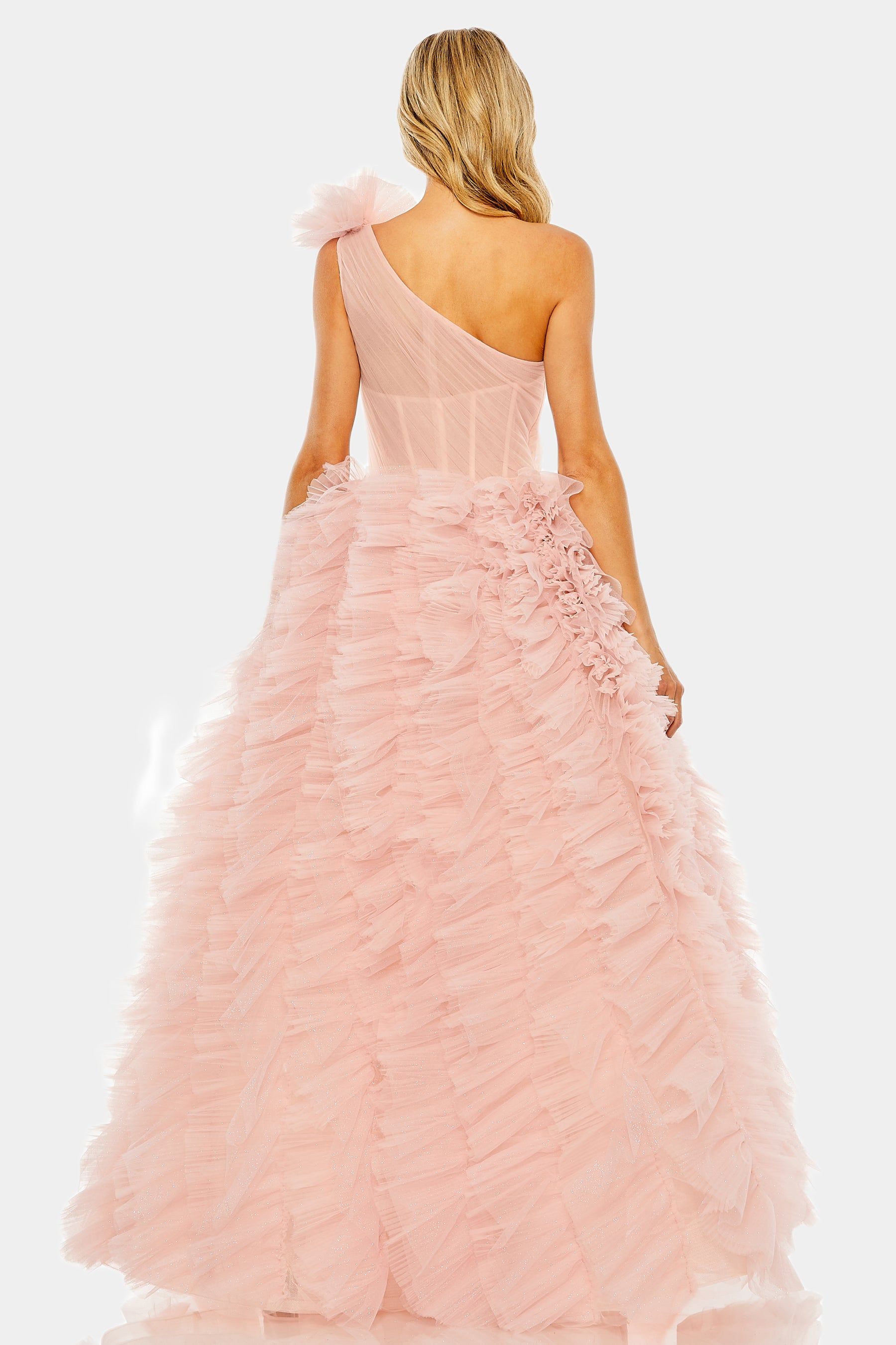One Shoulder Glitter Tulle Gown sold by Lord & Taylor product image thumbnail 3