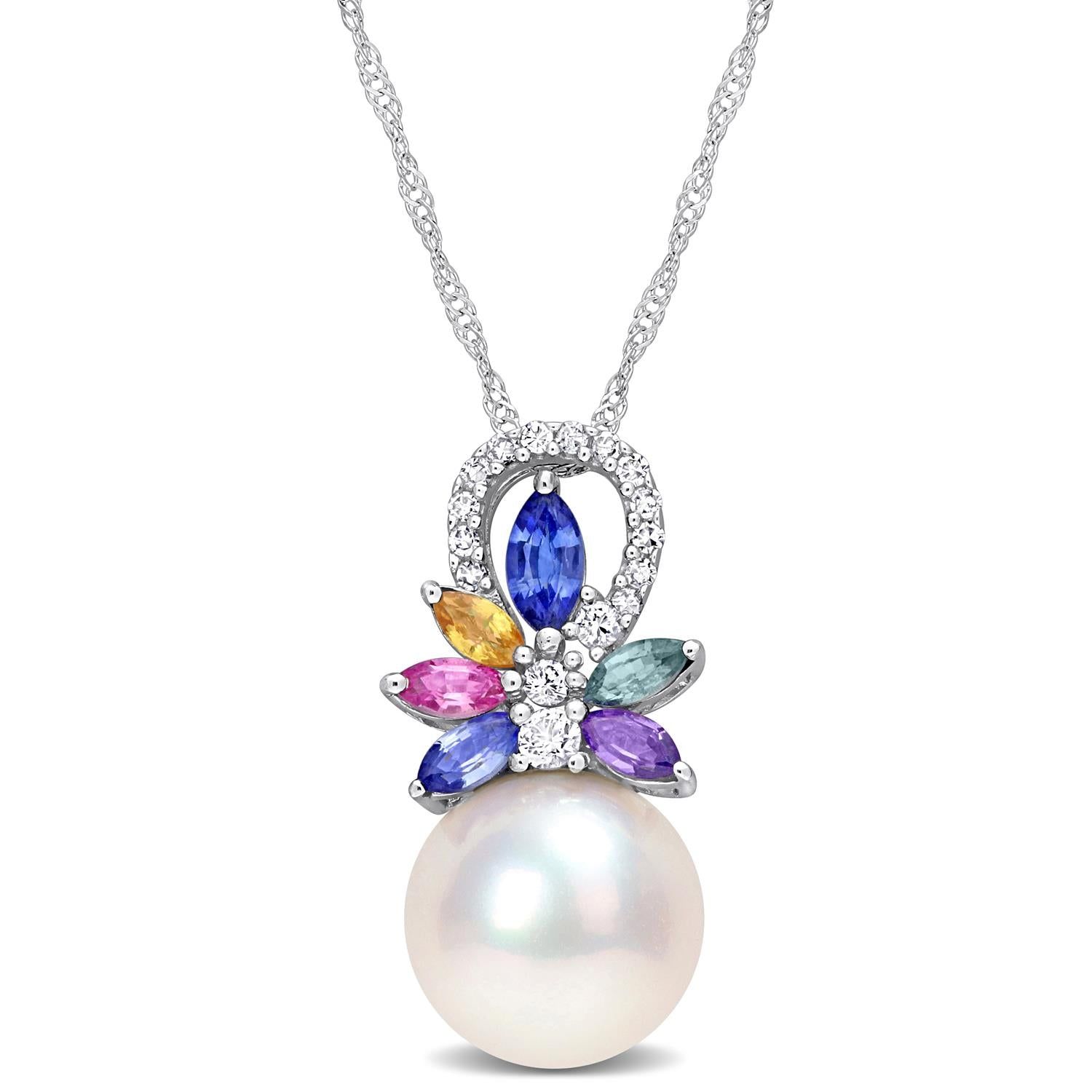 Cultured Freshwater Pearl Sapphire Diamond Necklace sold by Lord & Taylor product image thumbnail 5