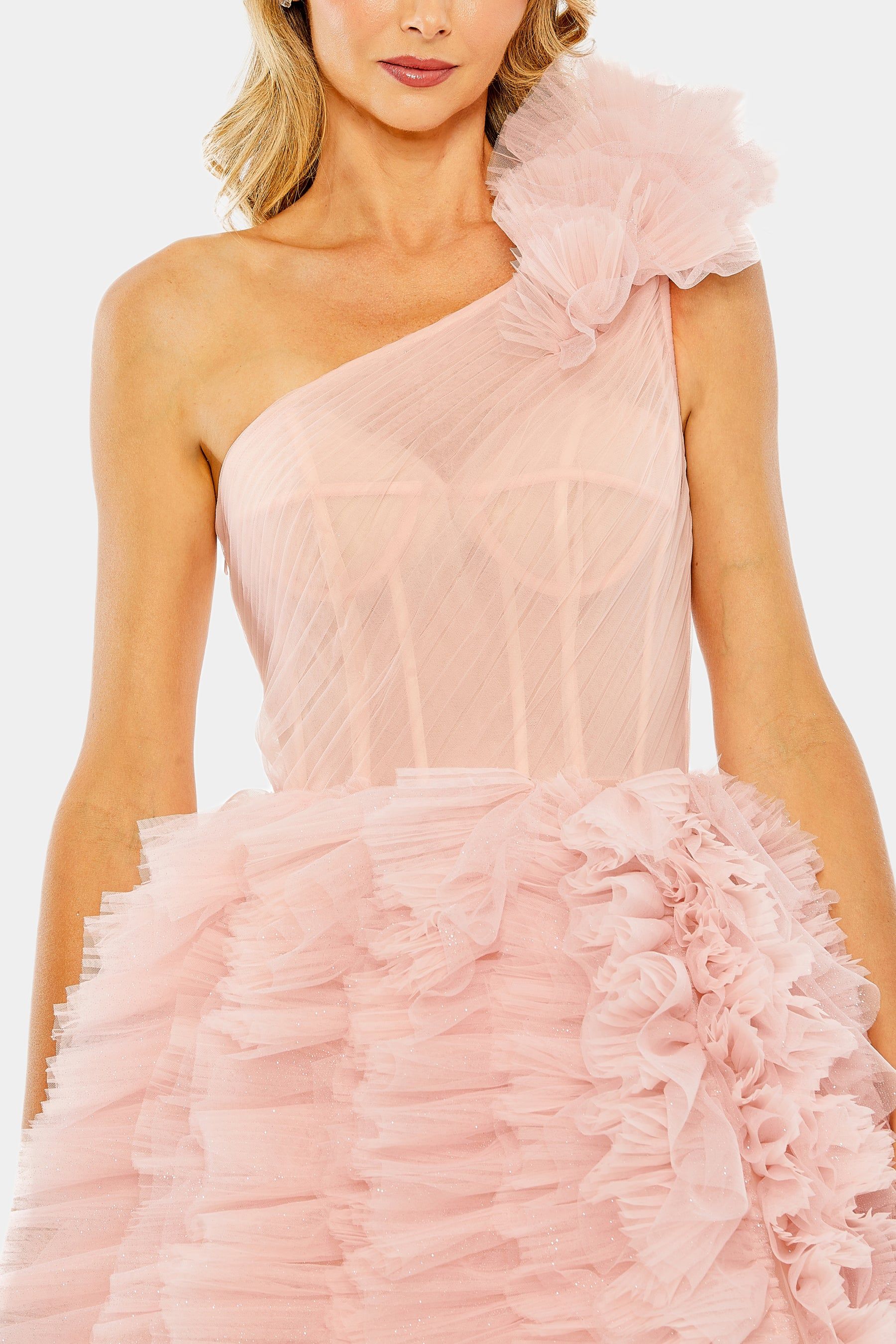 One Shoulder Glitter Tulle Gown sold by Lord & Taylor product image thumbnail 4