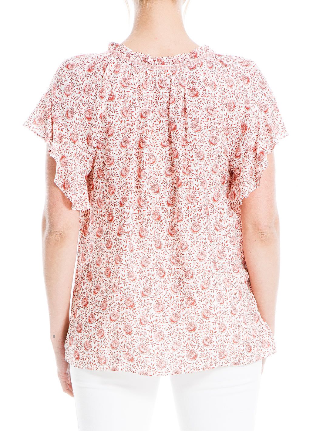 Rayon Split Neck Flutter Sleeve Top sold by Lord & Taylor product image thumbnail 3