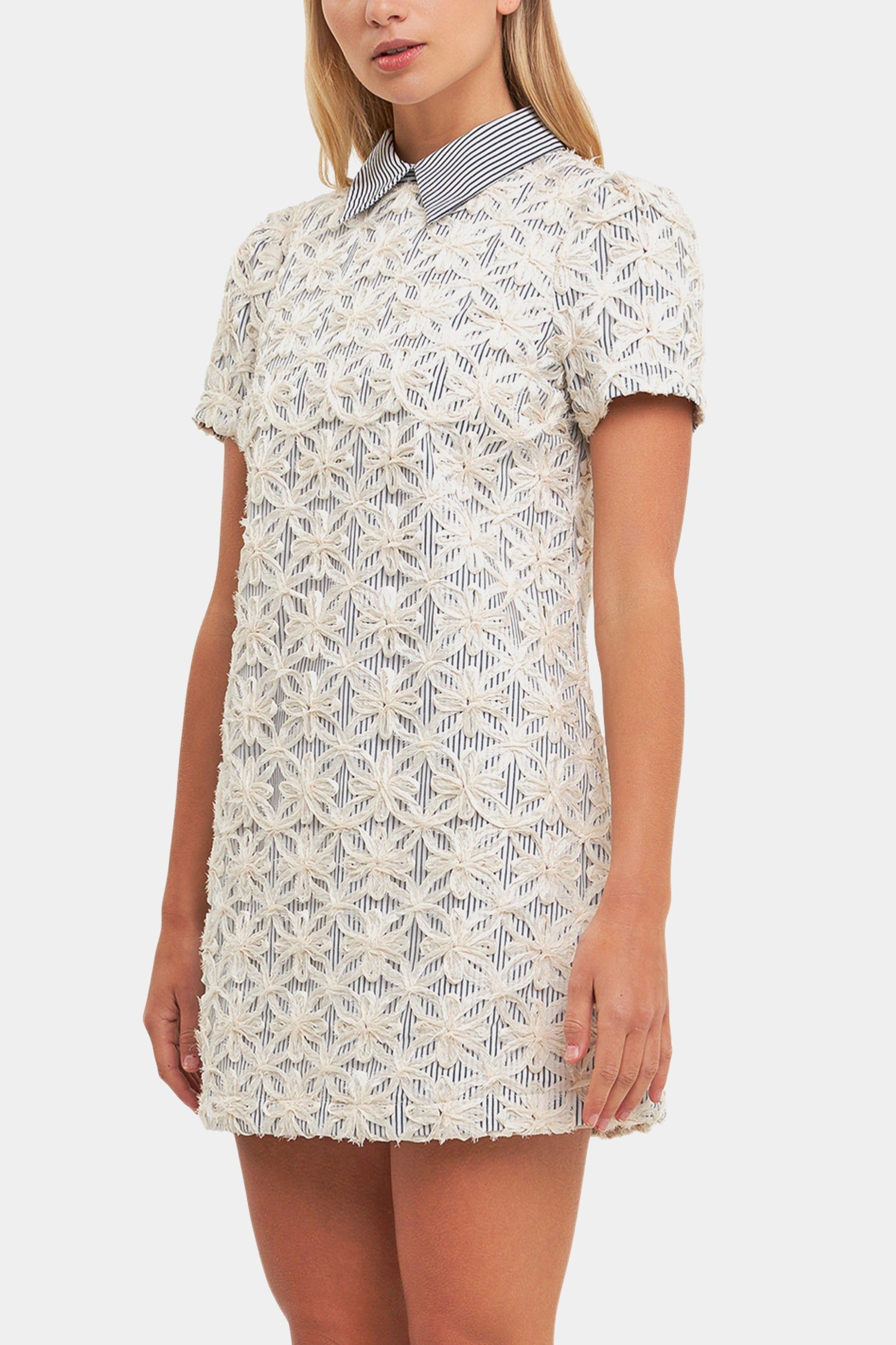Striped Collar Neck Embroidered Dress sold by Lord & Taylor product image thumbnail 5
