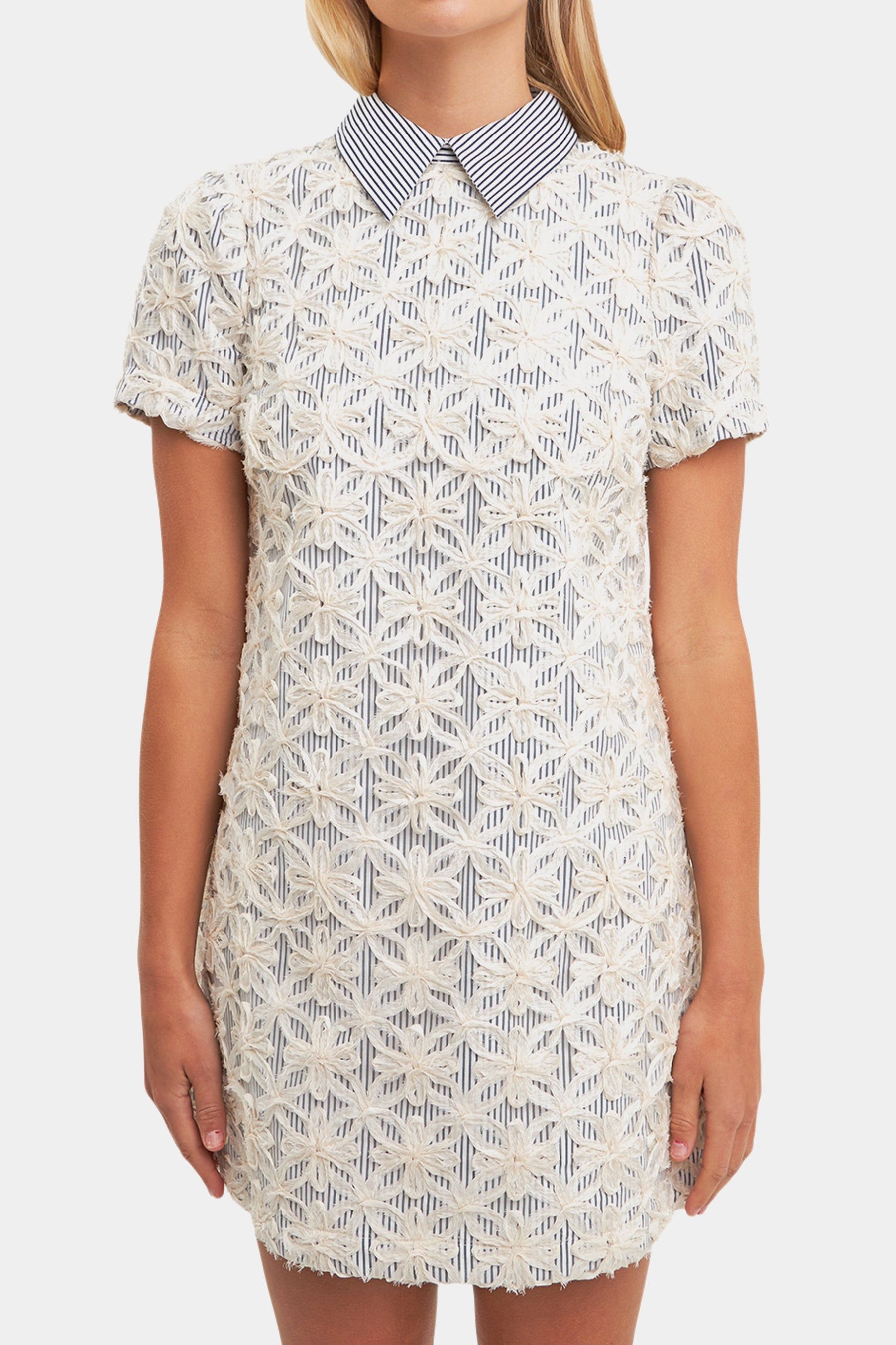 Striped Collar Neck Embroidered Dress sold by Lord & Taylor product image thumbnail 3