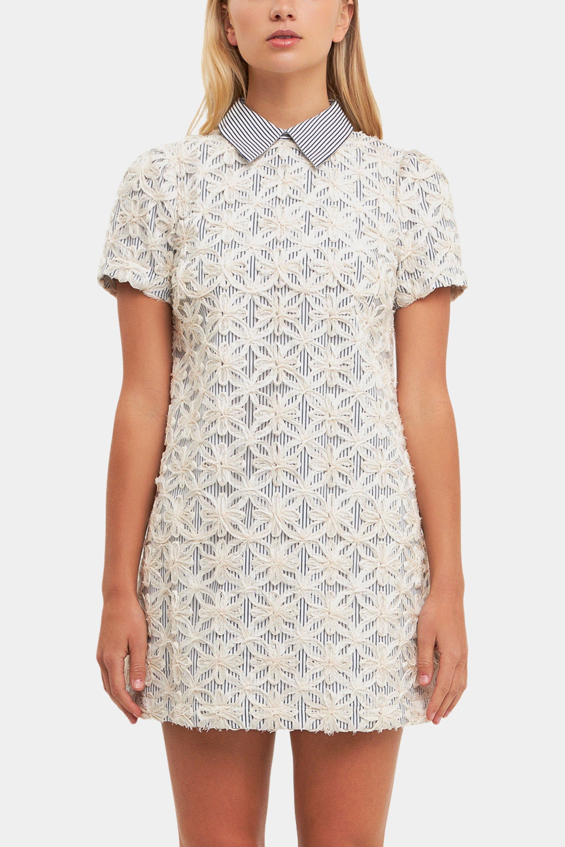 Striped Collar Neck Embroidered Dress sold by Lord & Taylor