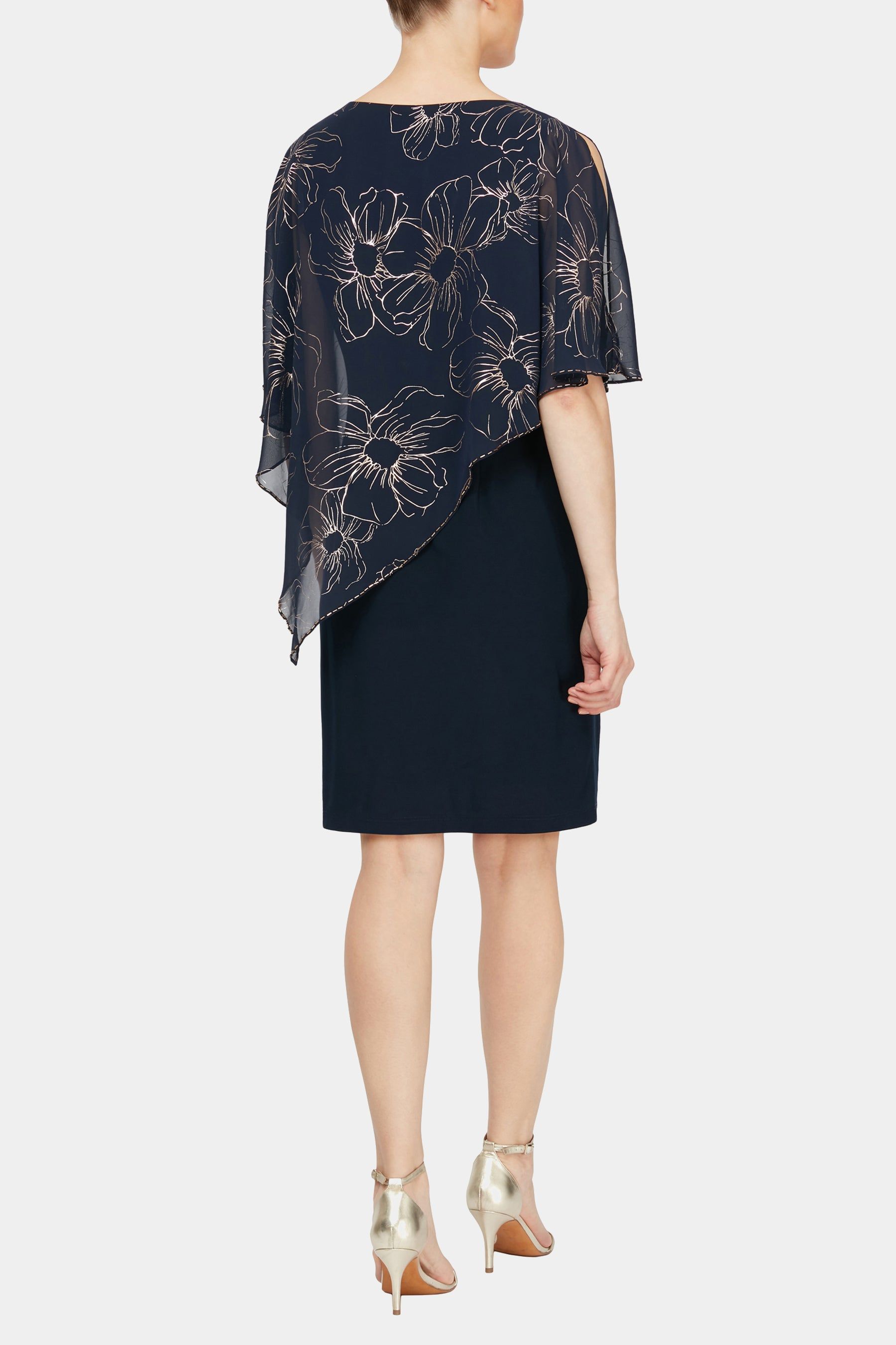 Jersey Sheath Dress With Floral Chiffon Overlay With Beaded Trim sold by Lord & Taylor product image thumbnail 3