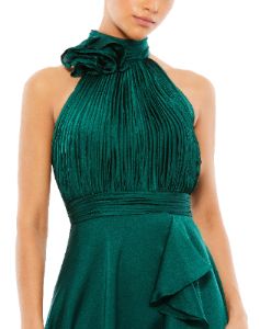 Halter Neck Flower Detail Ruffled Midi Dress sold by Lord & Taylor