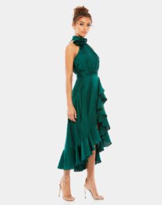 Halter Neck Flower Detail Ruffled Midi Dress sold by Lord & Taylor