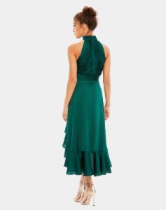 Halter Neck Flower Detail Ruffled Midi Dress sold by Lord & Taylor