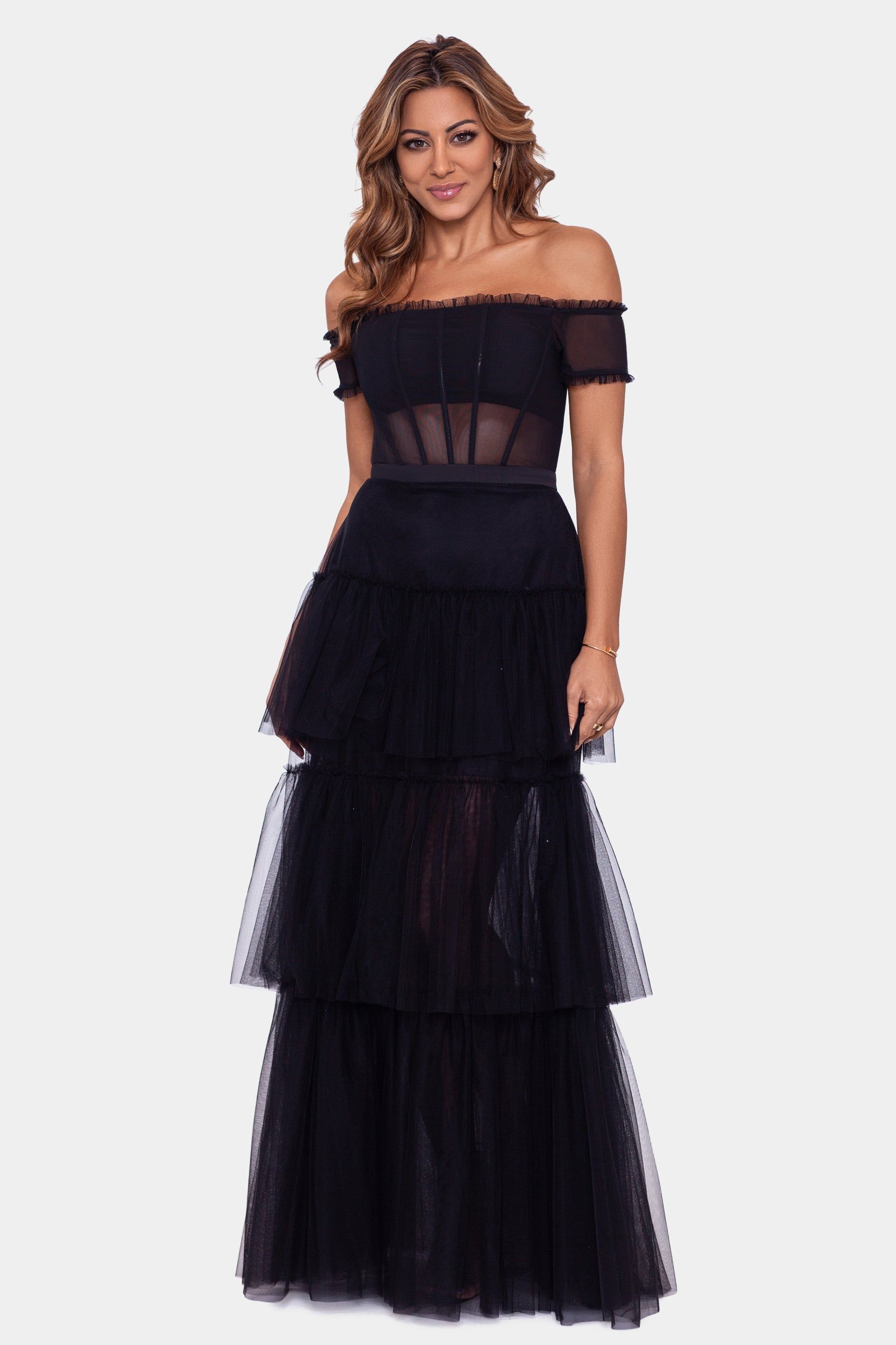 Off The Shoulder Mesh Ballgown sold by Lord & Taylor product image thumbnail 5